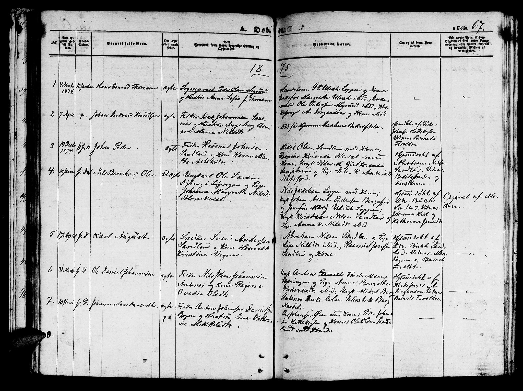 Loppa sokneprestkontor, AV/SATØ-S-1339/H/Hb/L0002klokker: Parish register (copy) no. 2, 1850-1880, p. 67