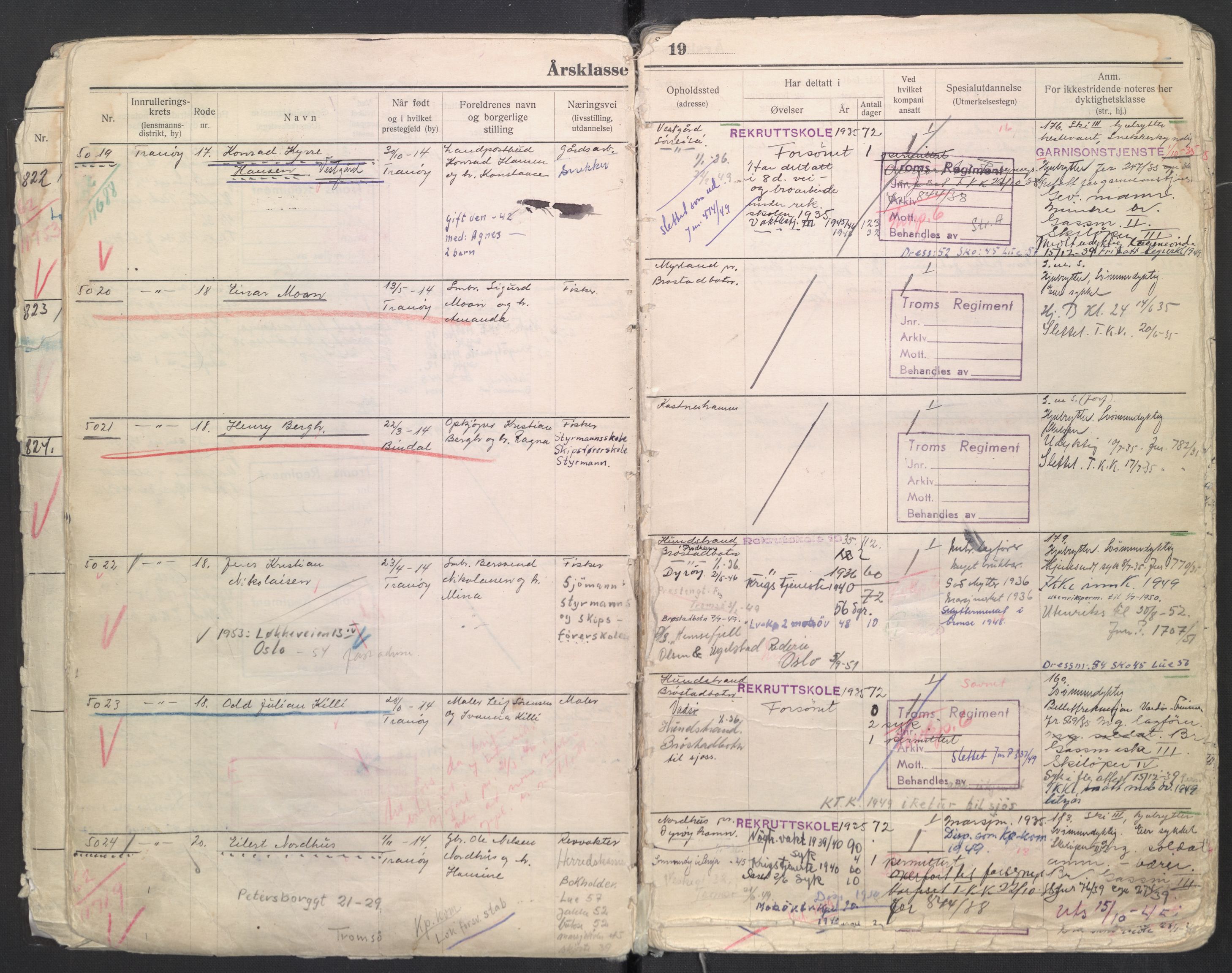 Forsvaret, Troms infanteriregiment nr. 16, AV/RA-RAFA-3146/P/Pa/L0006/0008: Ruller / Rulle for regimentets menige mannskaper, årsklasse 1935, 1935, p. 10