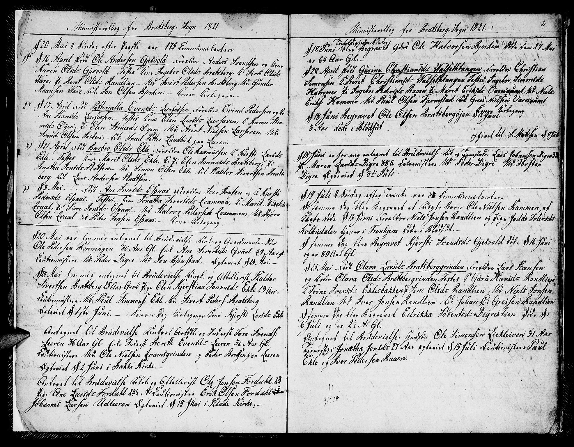 Ministerialprotokoller, klokkerbøker og fødselsregistre - Sør-Trøndelag, SAT/A-1456/608/L0337: Parish register (copy) no. 608C03, 1821-1831, p. 2