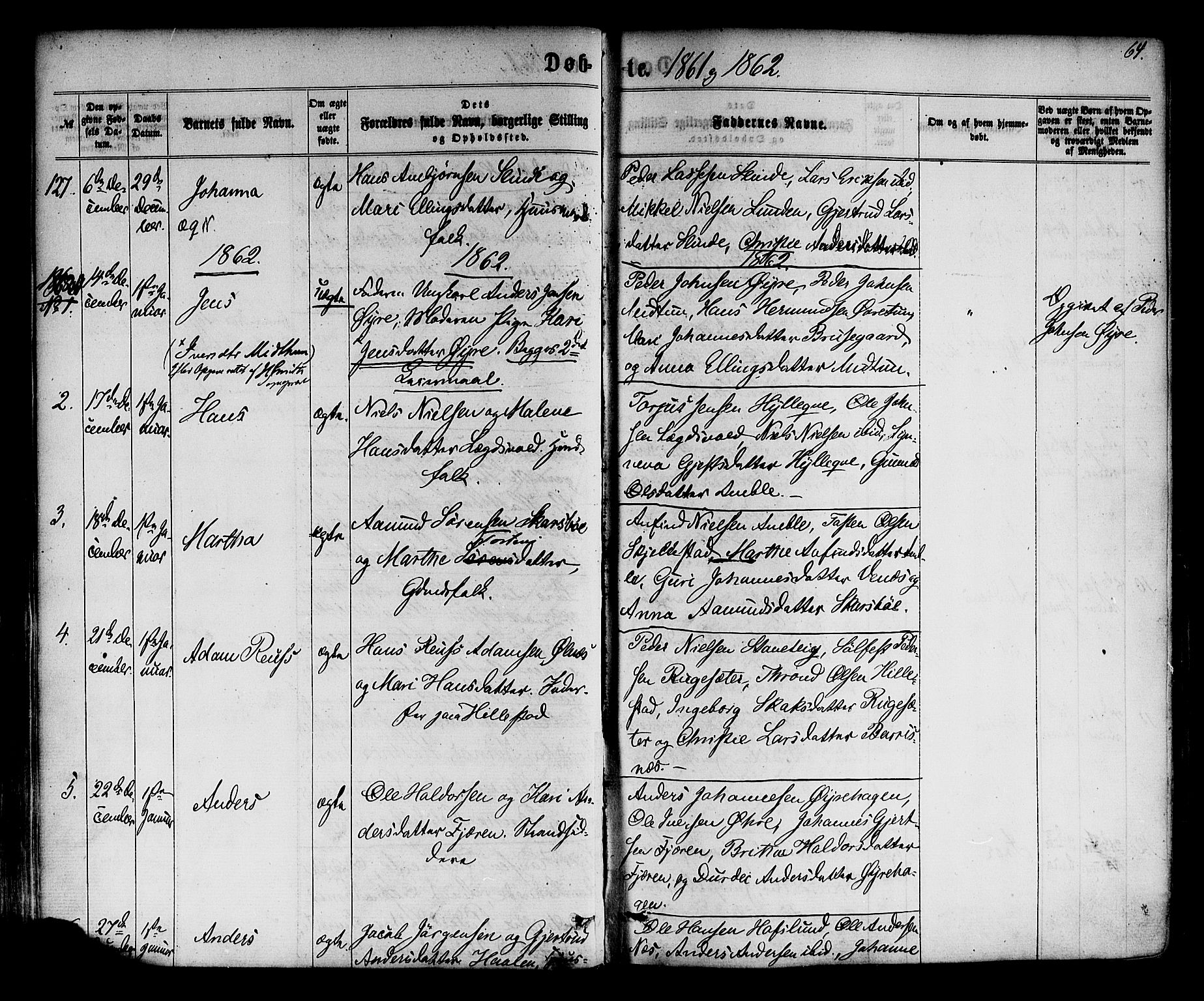 Sogndal sokneprestembete, SAB/A-81301/H/Haa/Haaa/L0013: Parish register (official) no. A 13, 1859-1877, p. 64