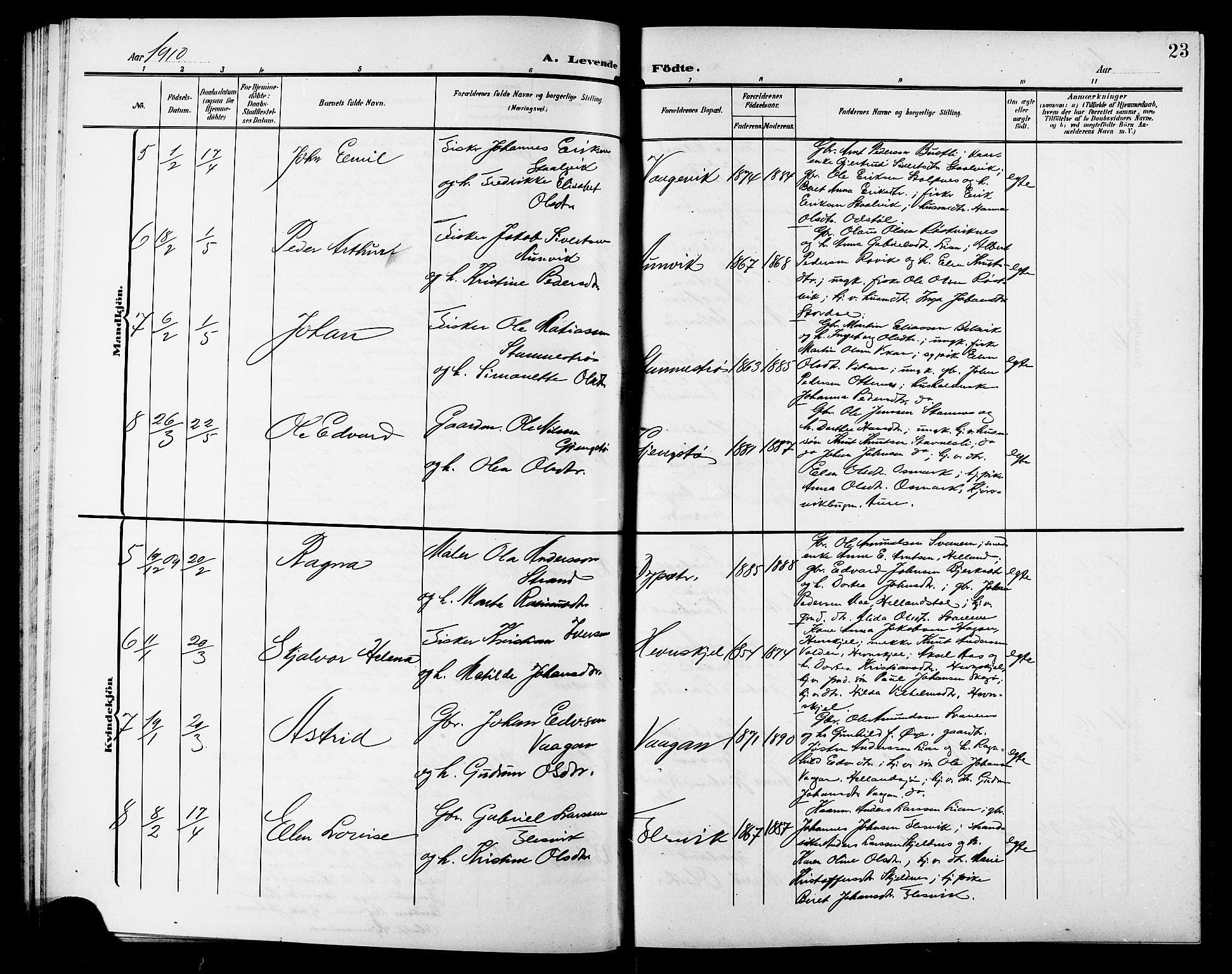 Ministerialprotokoller, klokkerbøker og fødselsregistre - Sør-Trøndelag, AV/SAT-A-1456/633/L0520: Parish register (copy) no. 633C02, 1906-1921, p. 23