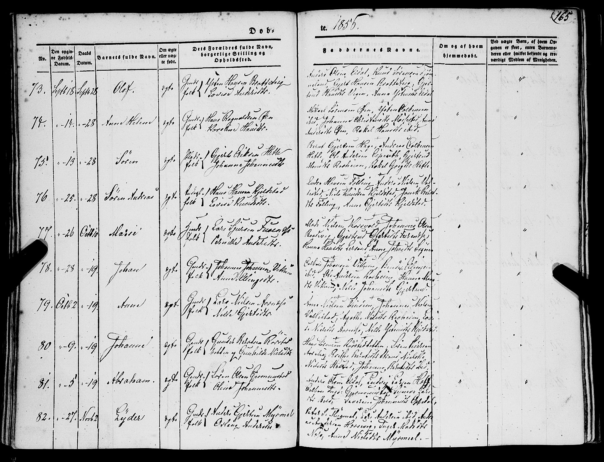 Gaular sokneprestembete, SAB/A-80001/H/Haa: Parish register (official) no. A 4I, 1840-1859, p. 165