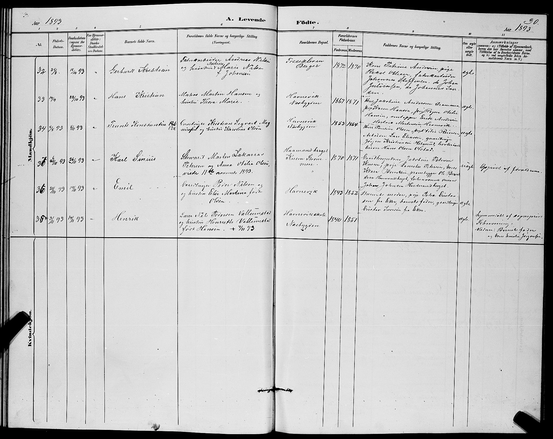 Strømm kirkebøker, AV/SAKO-A-322/G/Ga/L0003: Parish register (copy) no. I 3, 1889-1896, p. 30