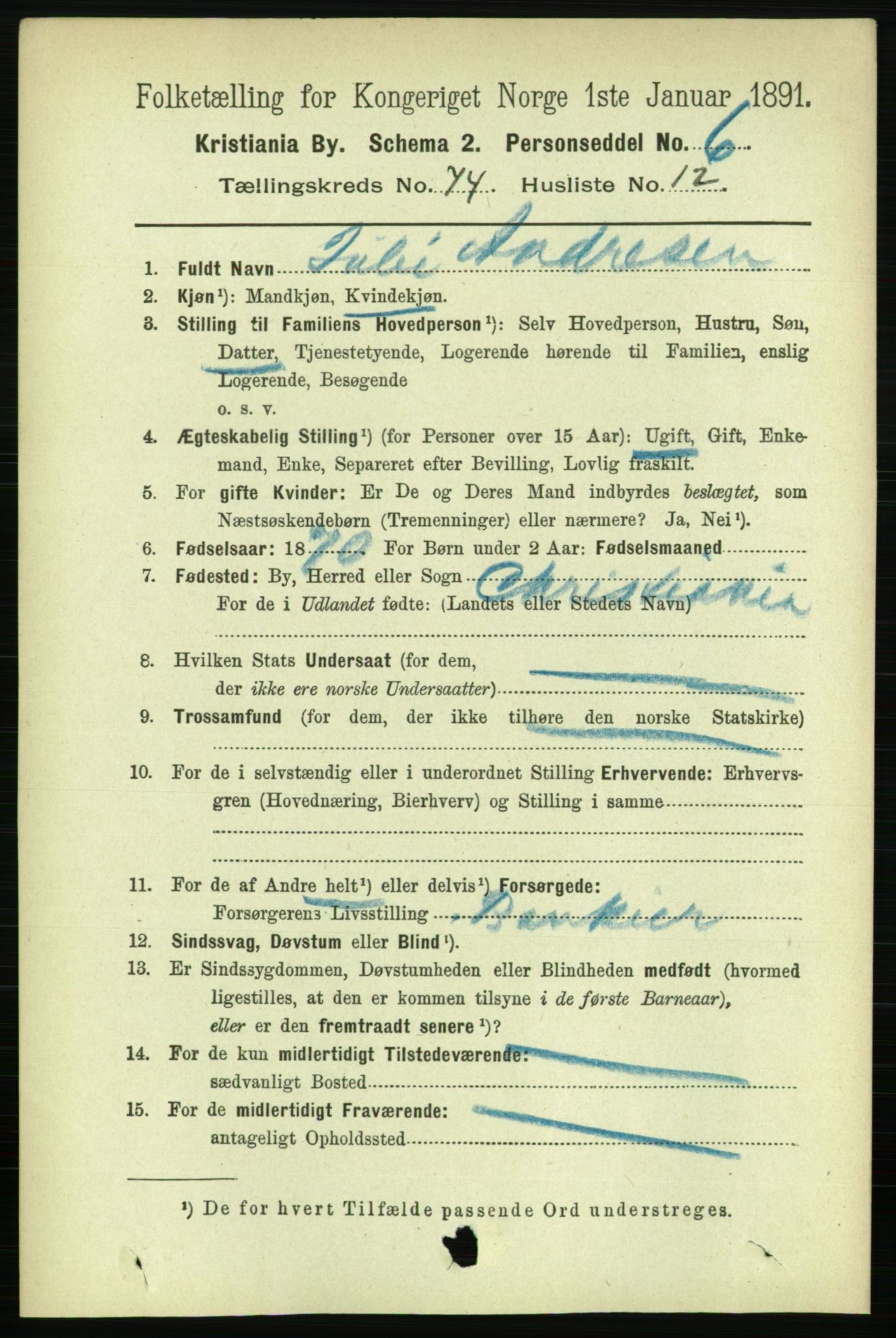 RA, 1891 census for 0301 Kristiania, 1891, p. 39755