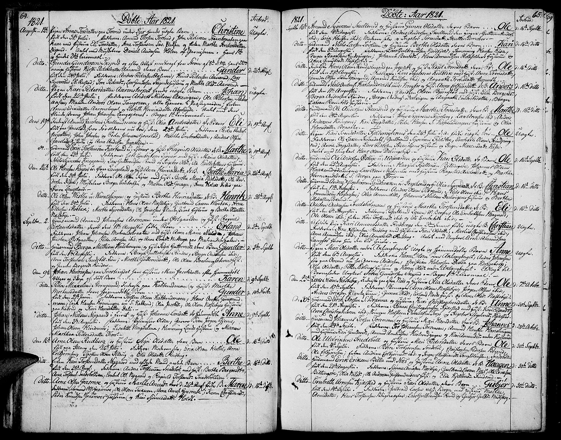 Vinger prestekontor, AV/SAH-PREST-024/H/Ha/Hab/L0002: Parish register (copy) no. 2, 1818-1834, p. 64-65