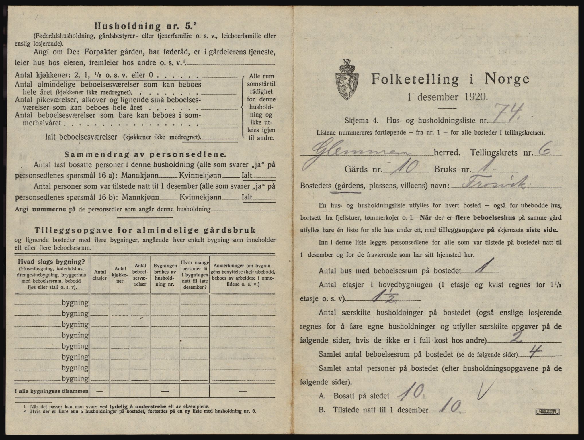 SAO, 1920 census for Glemmen, 1920, p. 2647