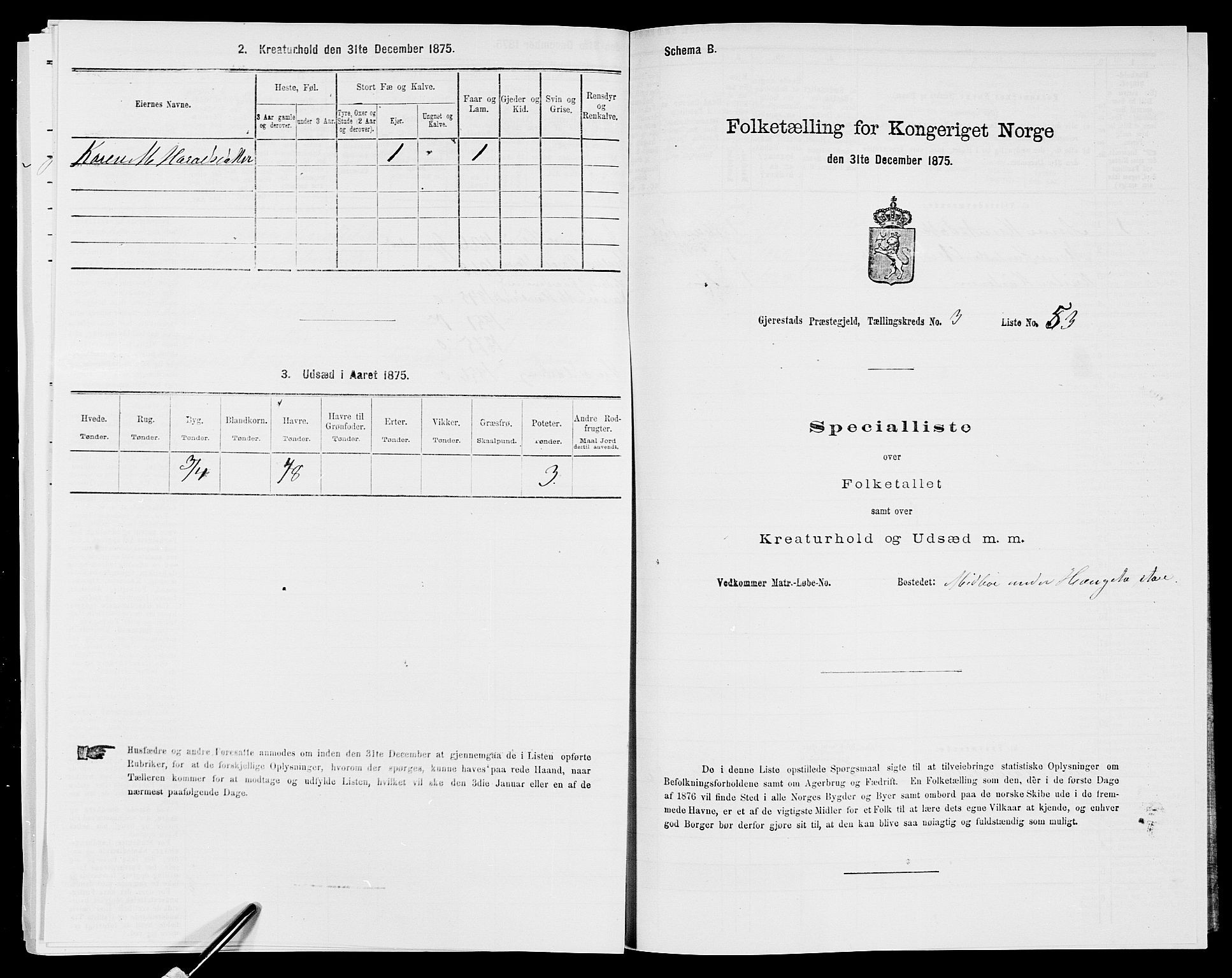 SAK, 1875 census for 0911P Gjerstad, 1875, p. 384