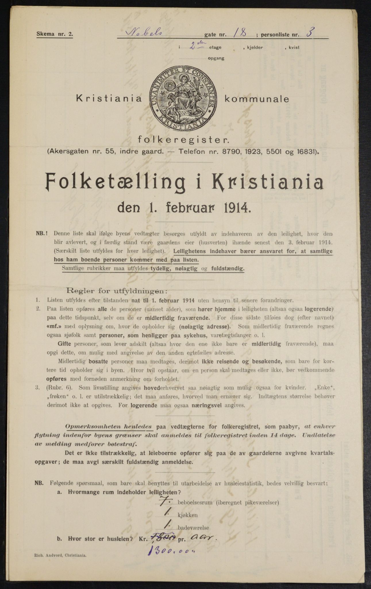 OBA, Municipal Census 1914 for Kristiania, 1914, p. 71283