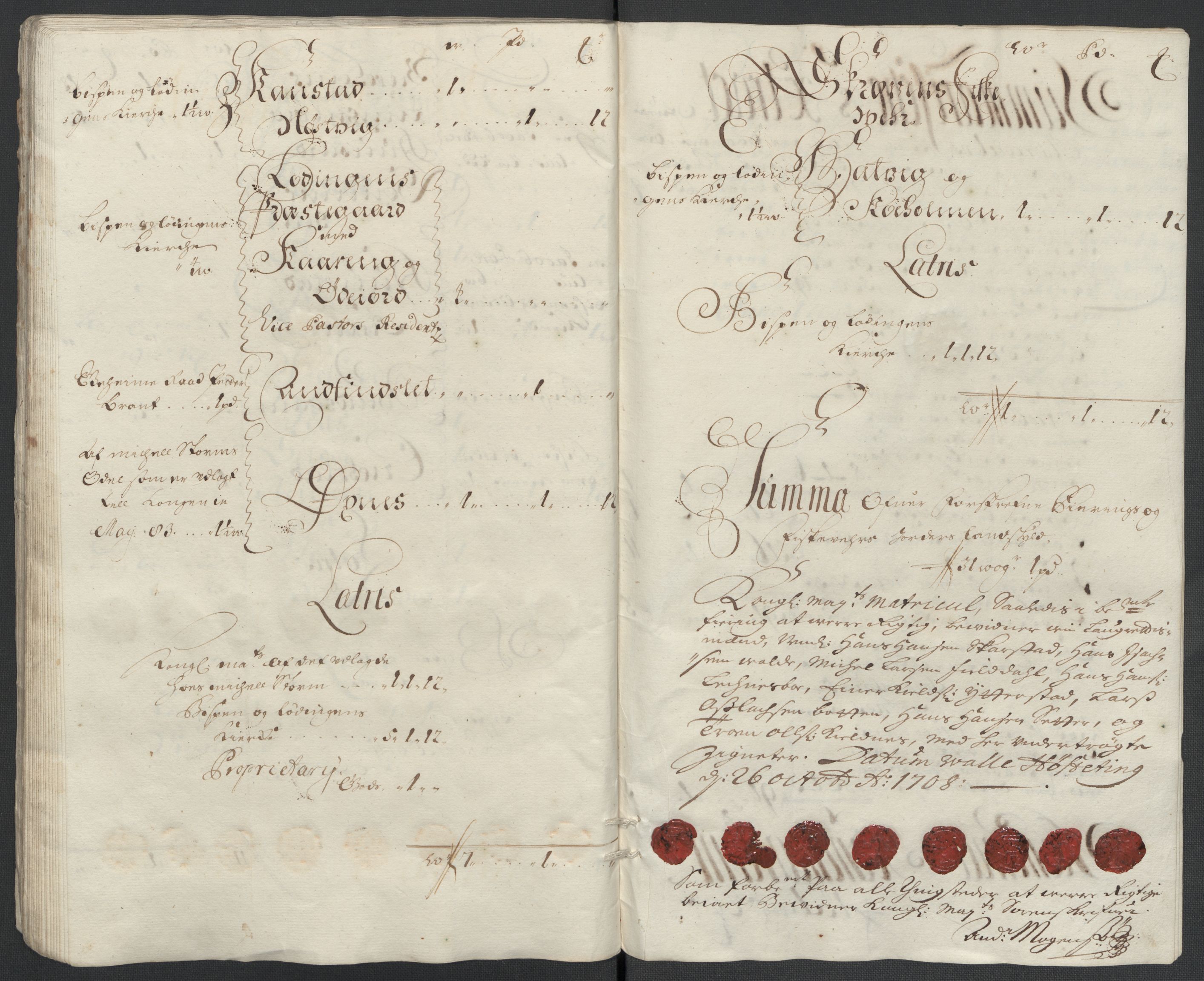 Rentekammeret inntil 1814, Reviderte regnskaper, Fogderegnskap, AV/RA-EA-4092/R66/L4581: Fogderegnskap Salten, 1707-1710, p. 255