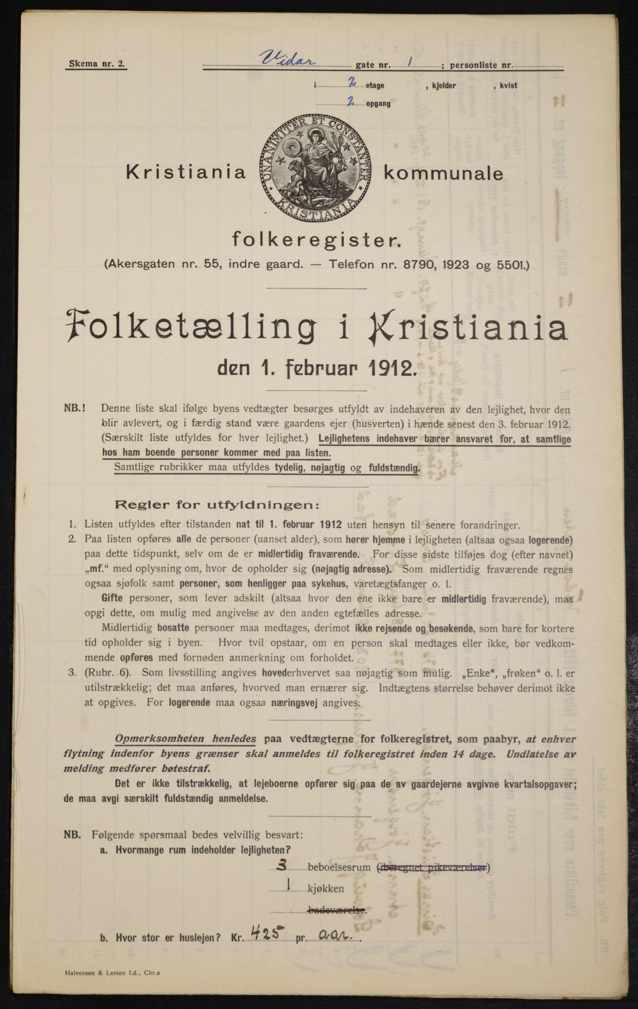 OBA, Municipal Census 1912 for Kristiania, 1912, p. 123538