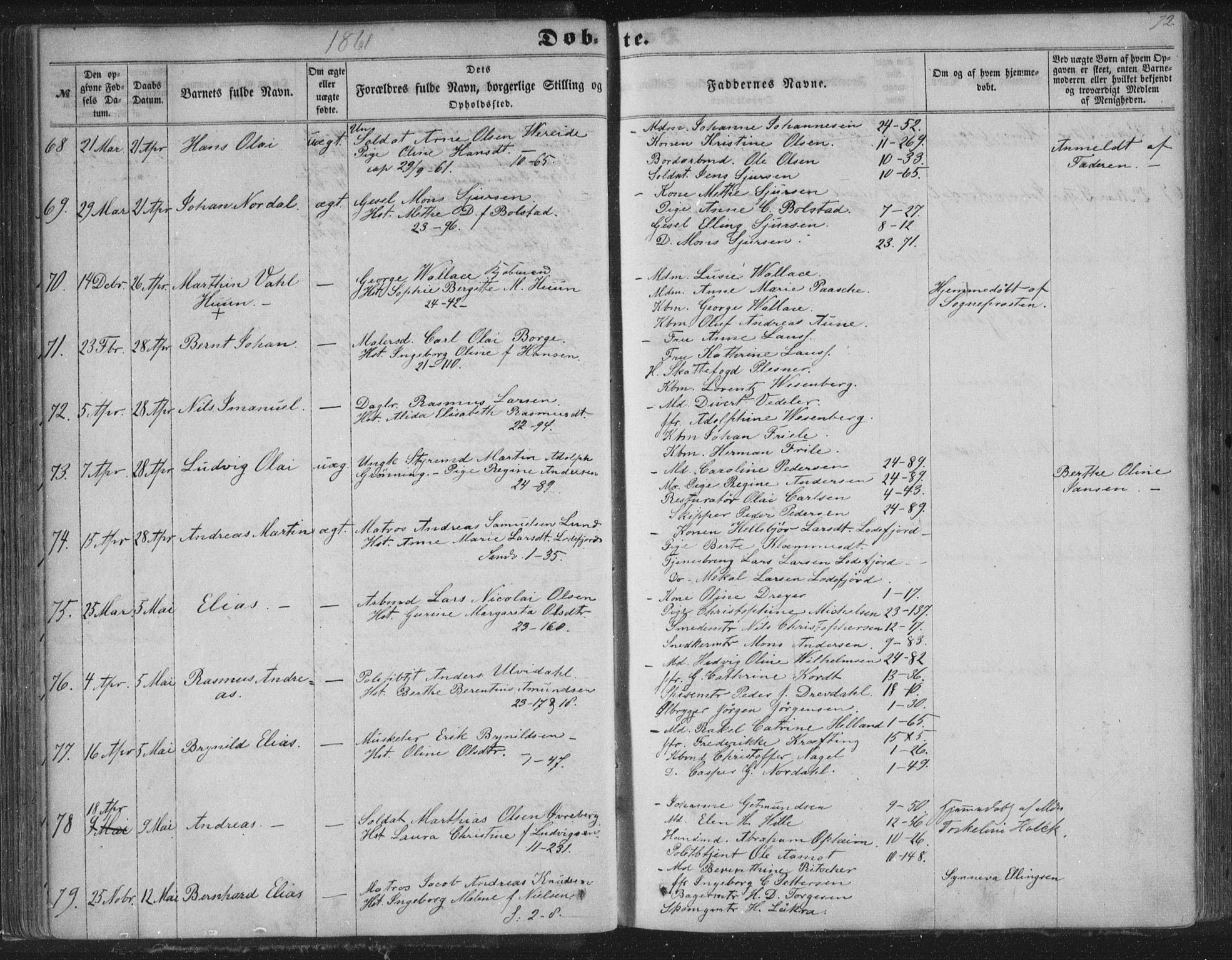 Korskirken sokneprestembete, SAB/A-76101/H/Haa/L0018: Parish register (official) no. B 4, 1857-1866, p. 72