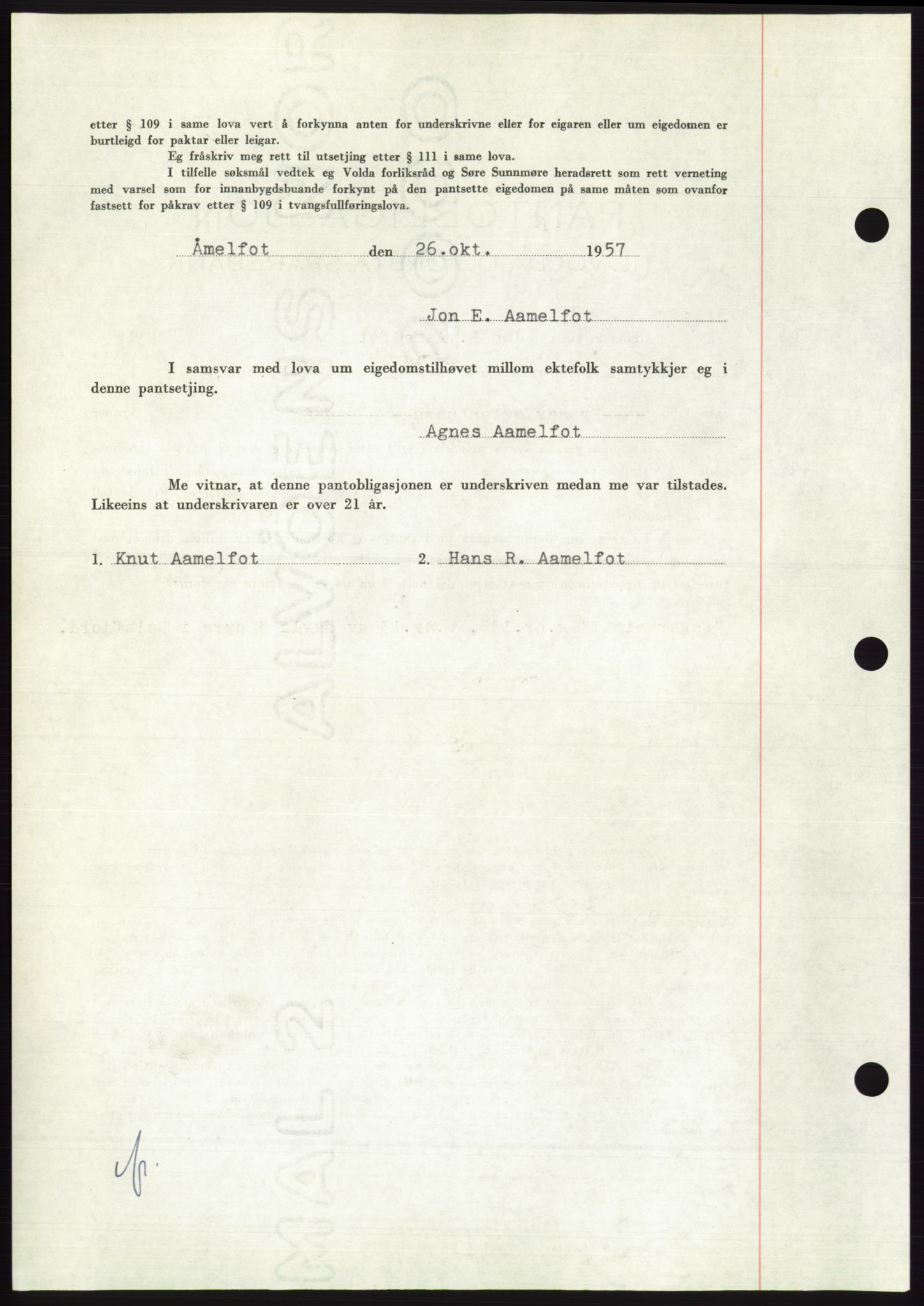 Søre Sunnmøre sorenskriveri, AV/SAT-A-4122/1/2/2C/L0130: Mortgage book no. 18B, 1957-1958, Diary no: : 2620/1957
