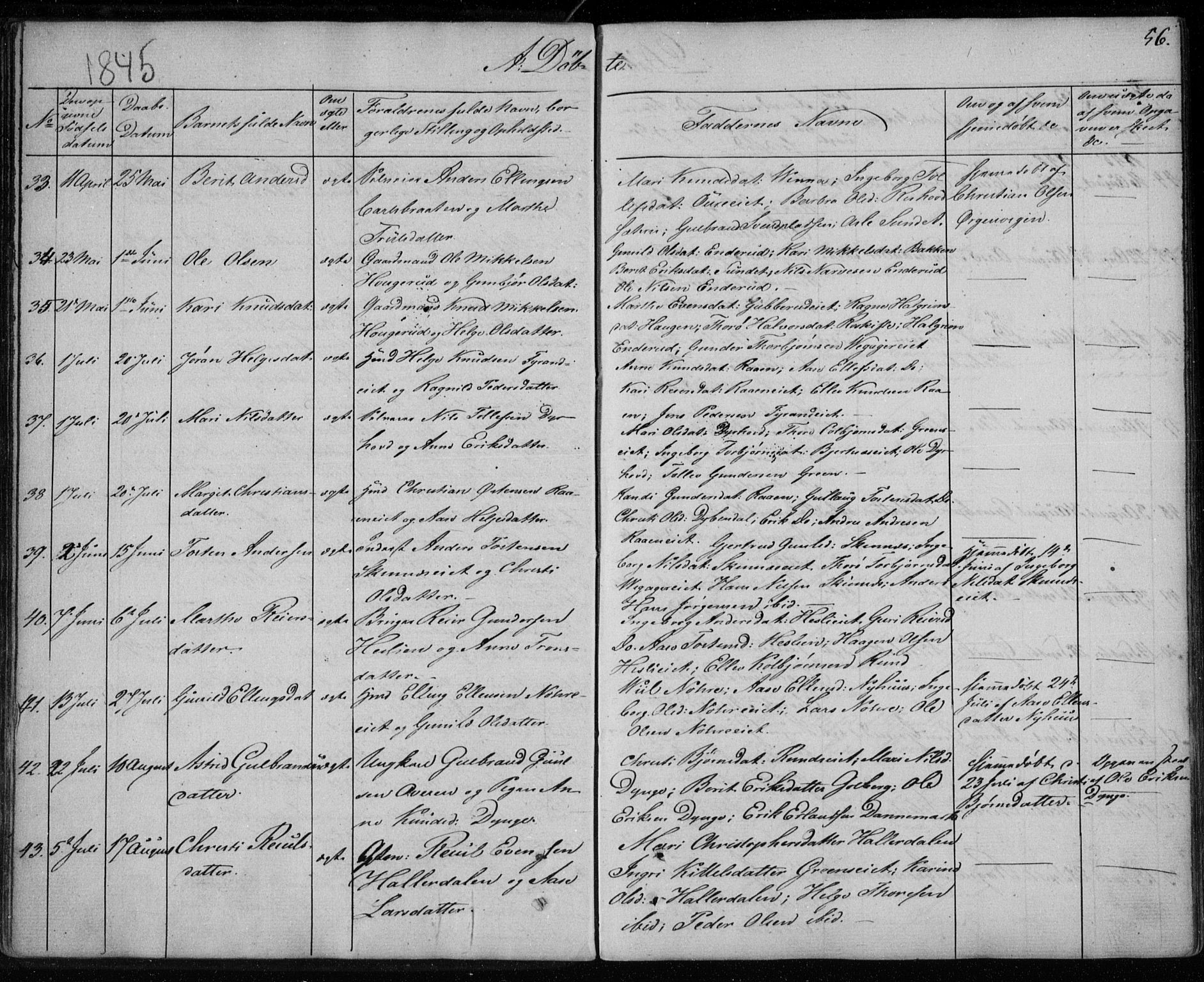Krødsherad kirkebøker, SAKO/A-19/F/Fa/L0002: Parish register (official) no. 2, 1829-1851, p. 56