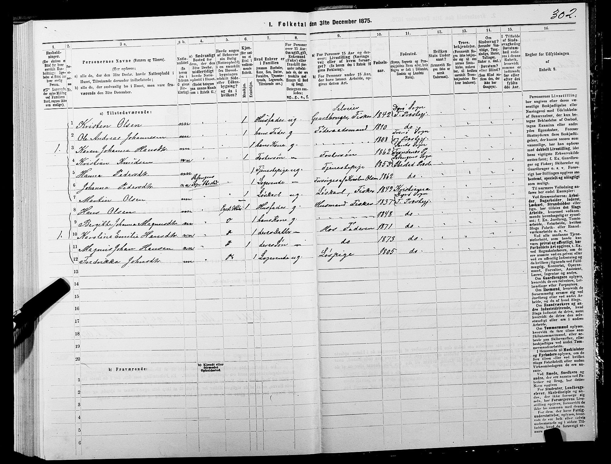 SATØ, 1875 census for 1927P Tranøy, 1875, p. 3302