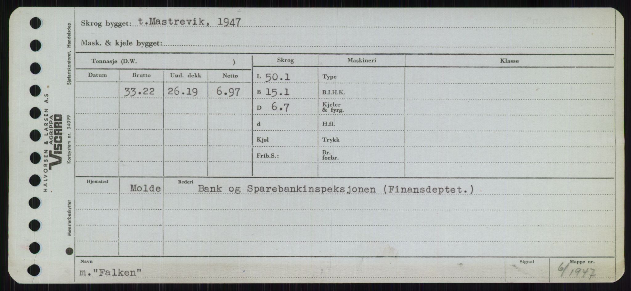 Sjøfartsdirektoratet med forløpere, Skipsmålingen, RA/S-1627/H/Ha/L0002/0001: Fartøy, Eik-Hill / Fartøy, Eik-F, p. 275