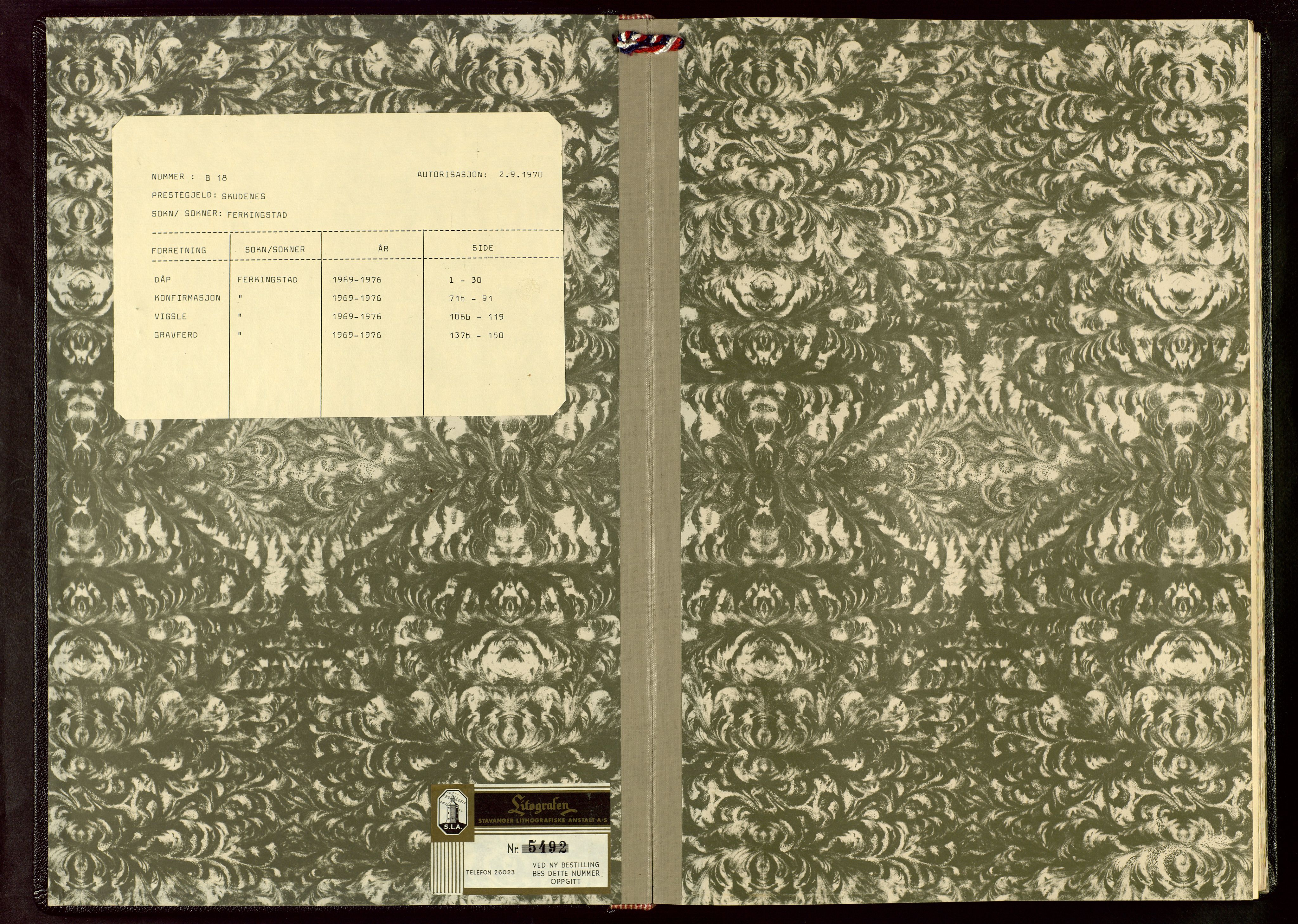 Skudenes sokneprestkontor, AV/SAST-A -101849/H/Ha/Hab/L0018: Parish register (copy) no. B 18, 1969-1976