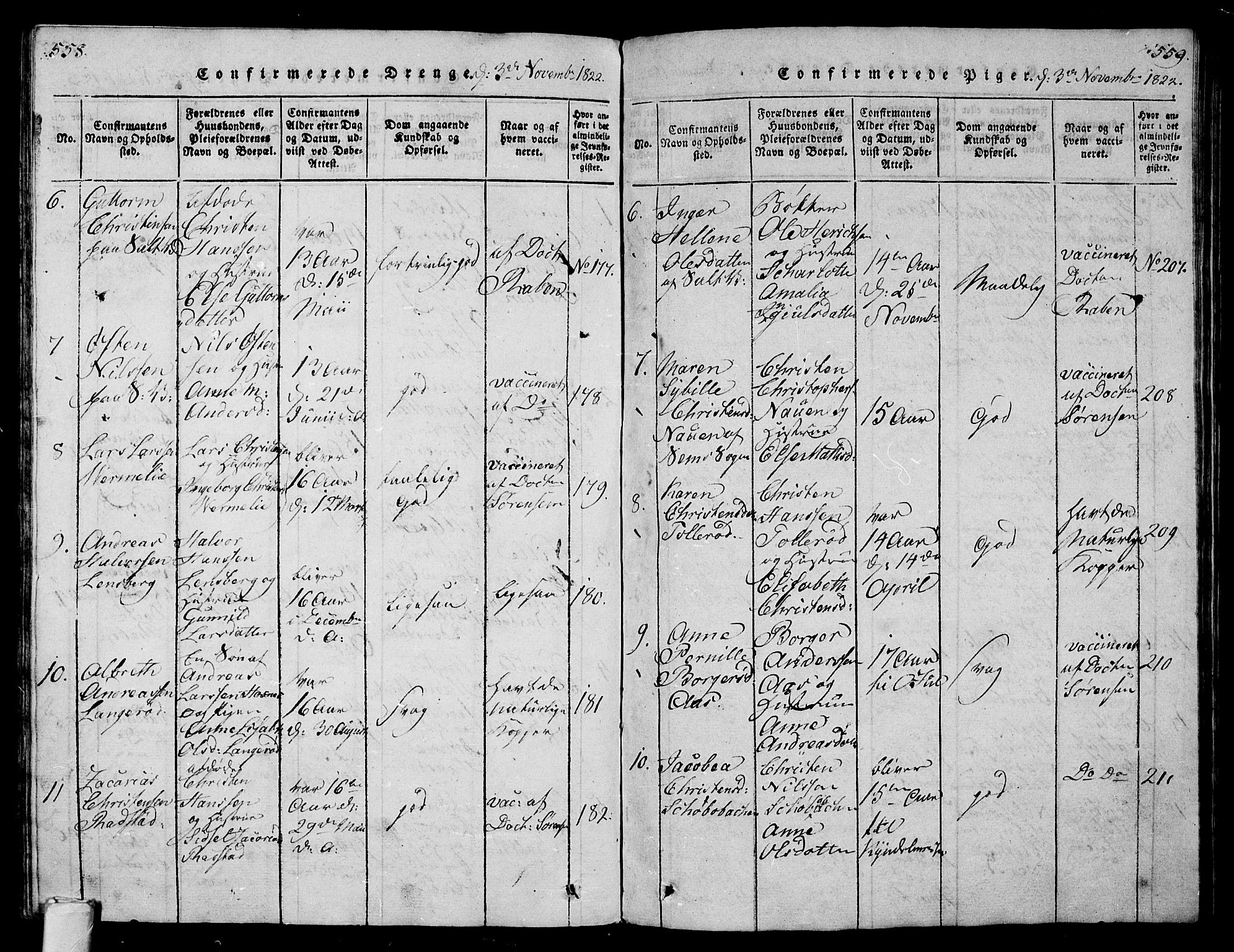 Sem kirkebøker, AV/SAKO-A-5/G/Ga/L0001: Parish register (copy) no. I 1, 1814-1825, p. 558-559