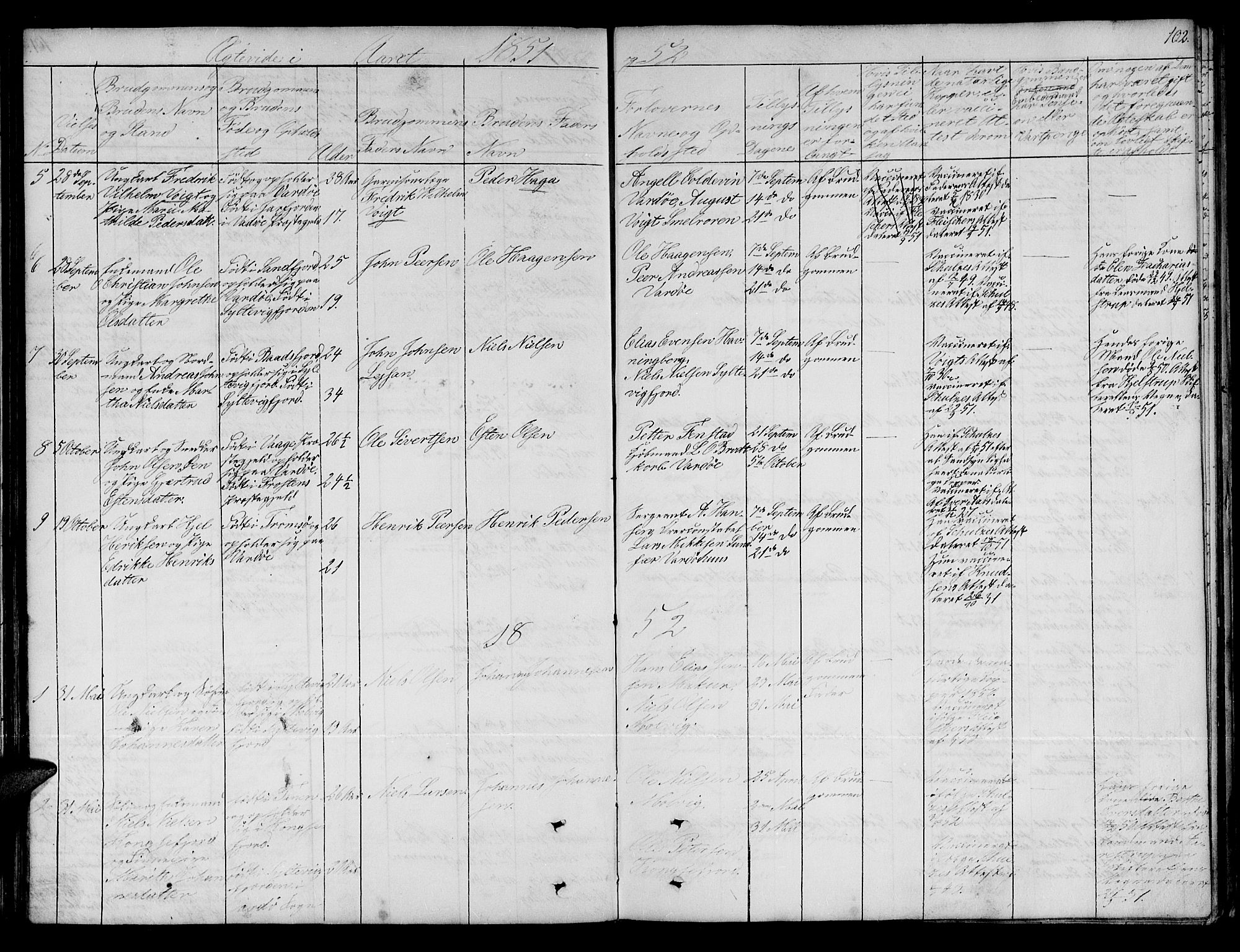 Vardø sokneprestkontor, SATØ/S-1332/H/Hb/L0001klokker: Parish register (copy) no. 1, 1844-1861, p. 102