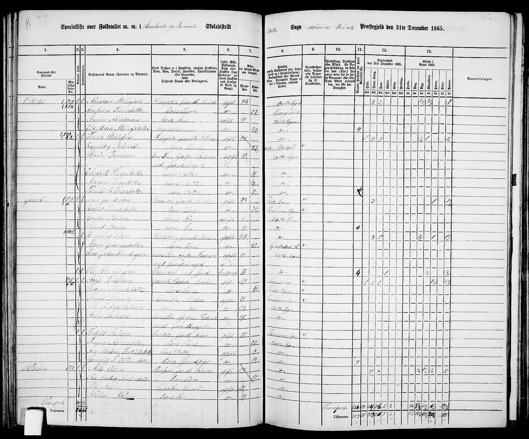 RA, 1865 census for Sør-Audnedal, 1865, p. 111