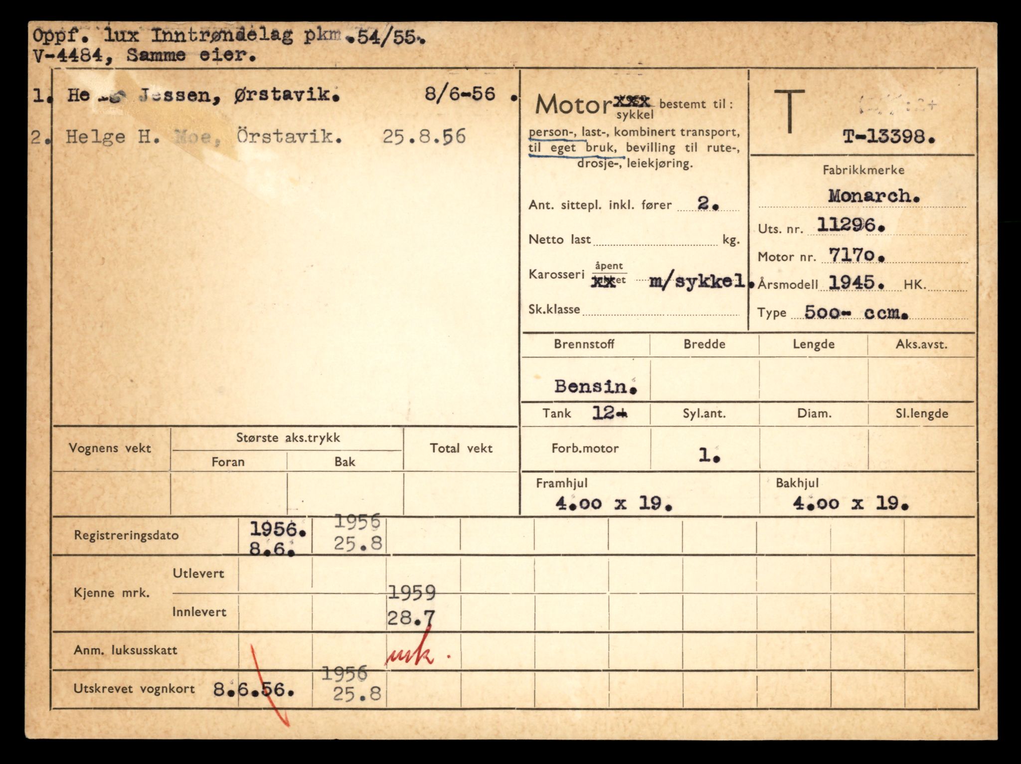 Møre og Romsdal vegkontor - Ålesund trafikkstasjon, AV/SAT-A-4099/F/Fe/L0039: Registreringskort for kjøretøy T 13361 - T 13530, 1927-1998, p. 617