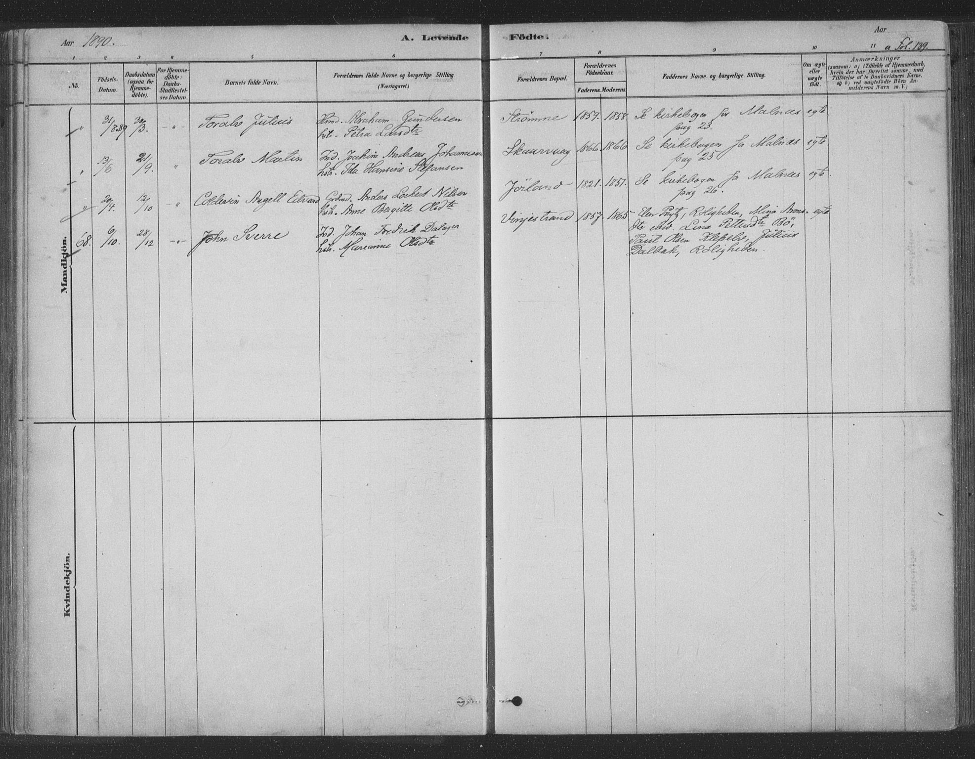 Ministerialprotokoller, klokkerbøker og fødselsregistre - Nordland, AV/SAT-A-1459/891/L1302: Parish register (official) no. 891A07, 1878-1895, p. 139