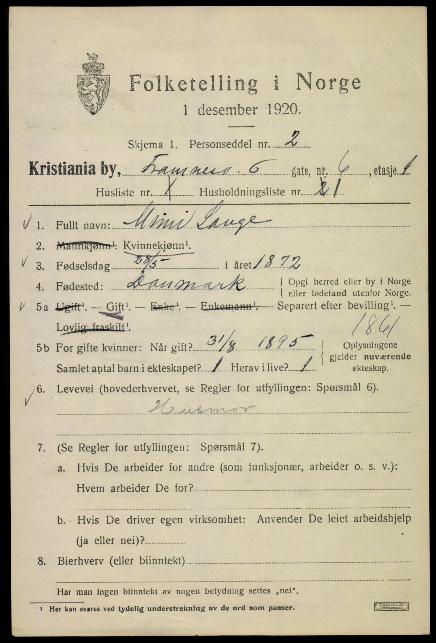 SAO, 1920 census for Kristiania, 1920, p. 233159