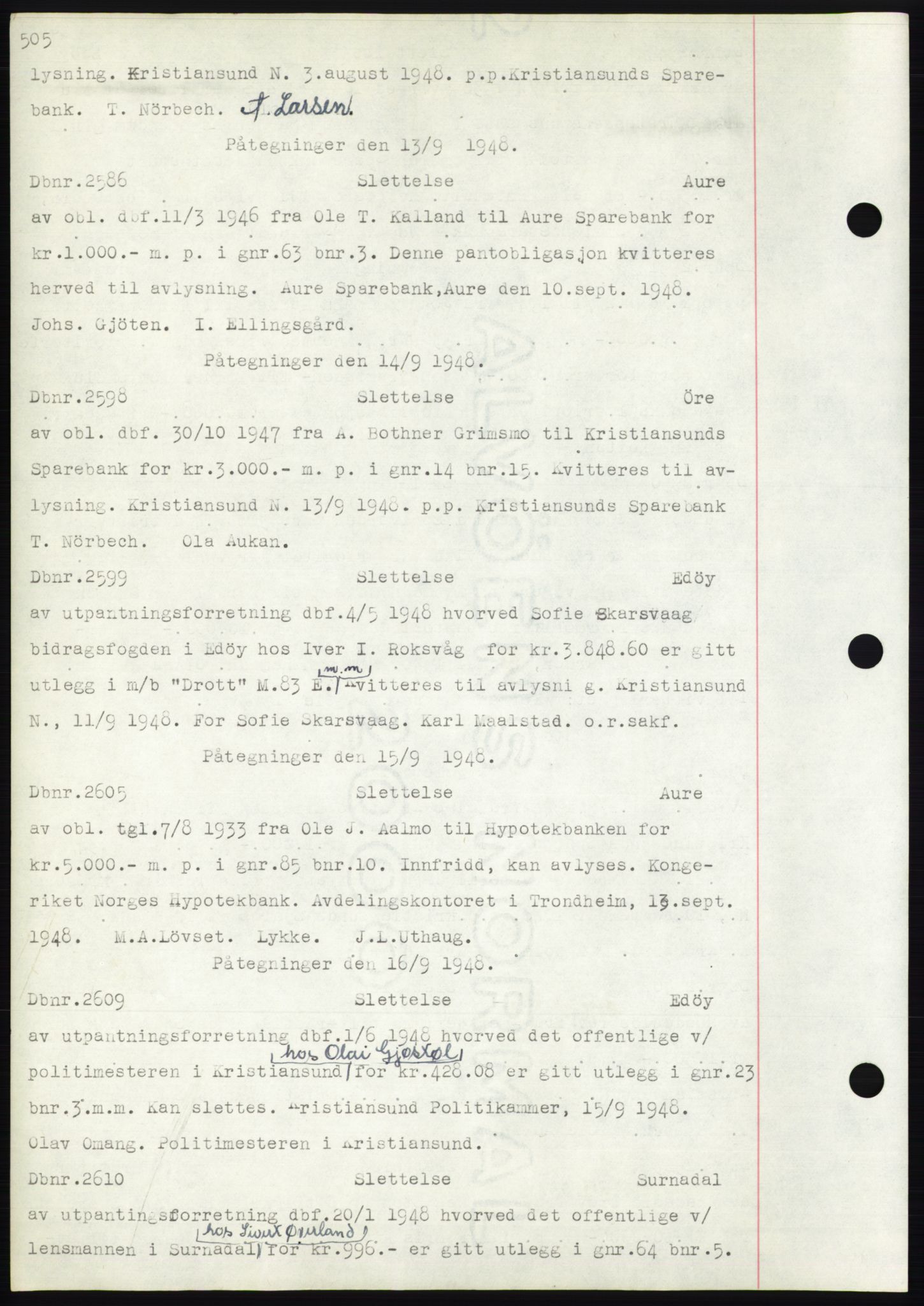 Nordmøre sorenskriveri, SAT/A-4132/1/2/2Ca: Mortgage book no. C82b, 1946-1951, Diary no: : 2586/1948