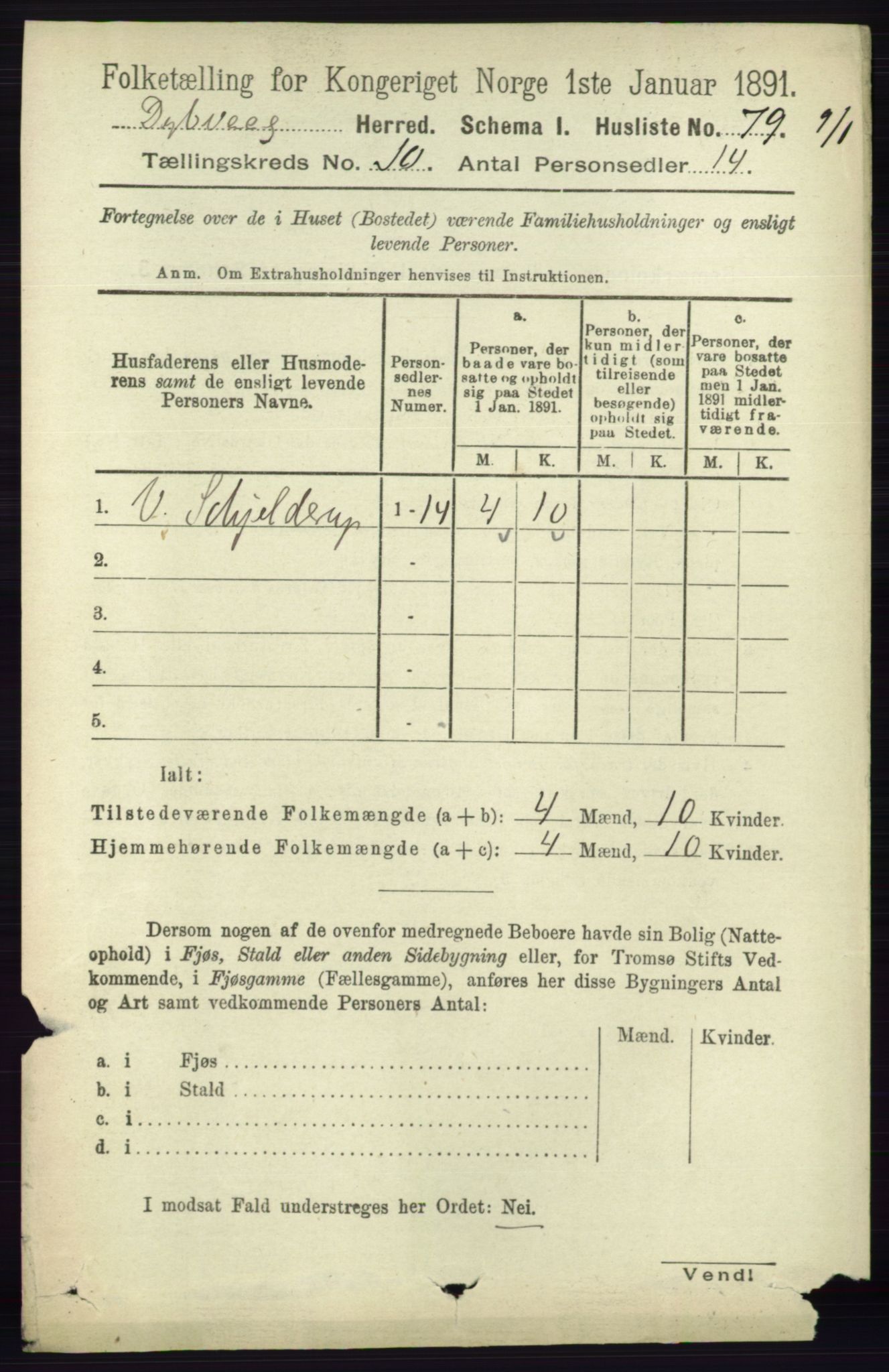 RA, 1891 census for 0915 Dypvåg, 1891, p. 3701