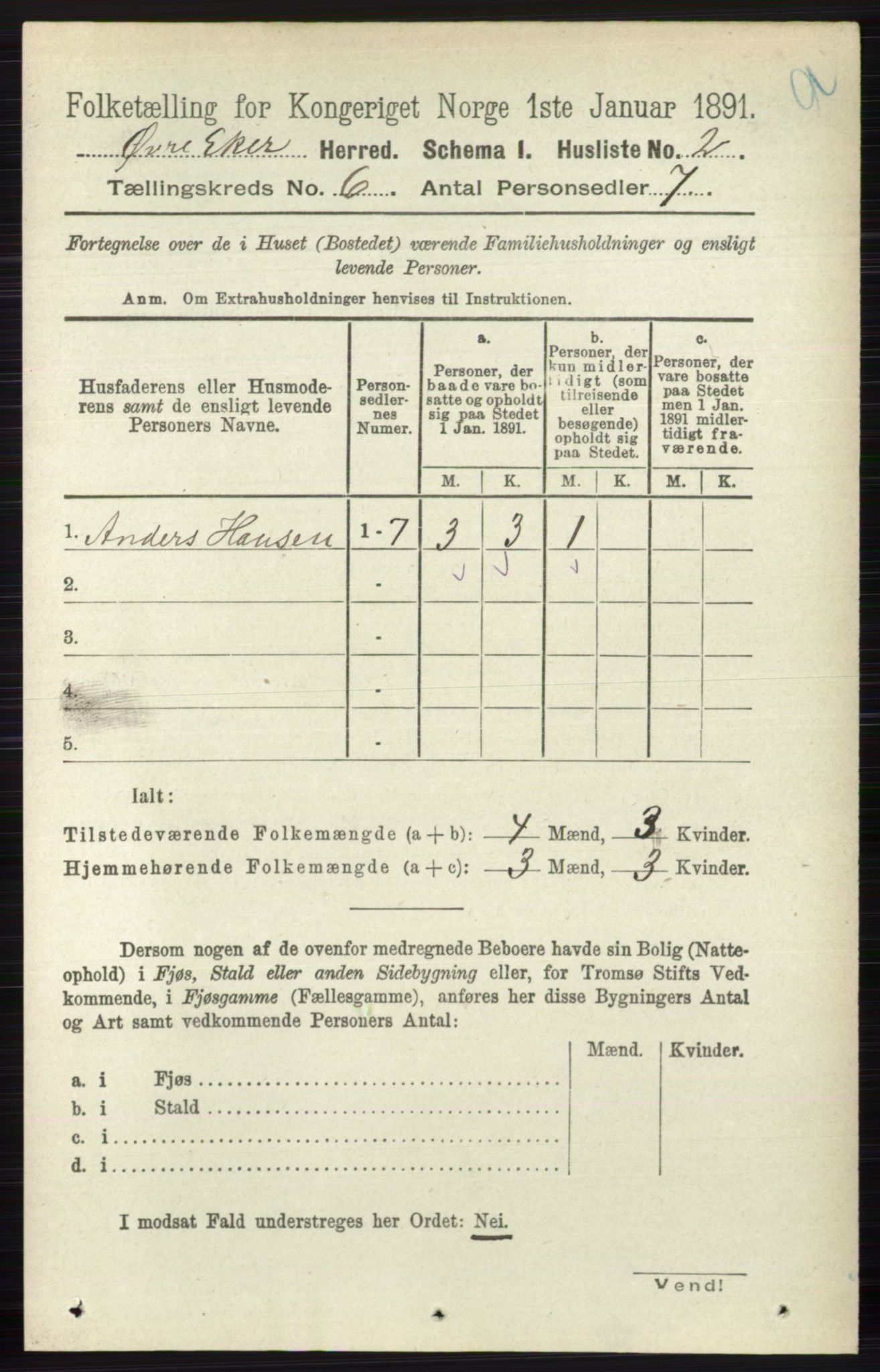 RA, 1891 census for 0624 Øvre Eiker, 1891, p. 2183