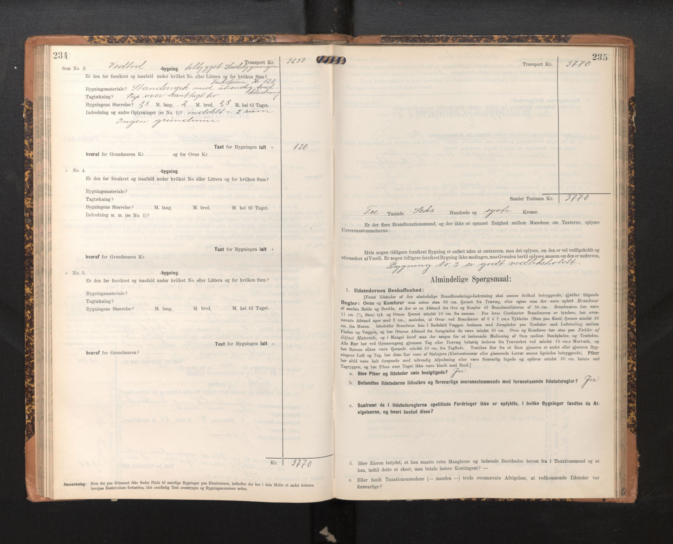 Lensmannen i Bruvik, AV/SAB-A-31301/0012/L0007: Branntakstprotokoll, skjematakst, 1906-1918, p. 234-235