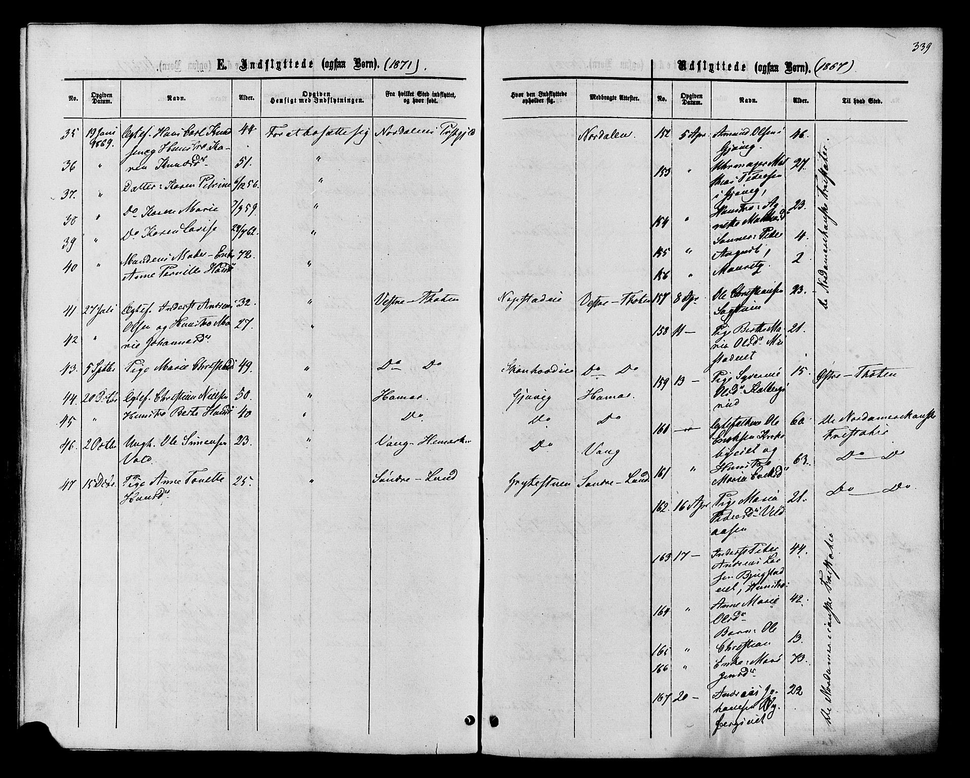 Vardal prestekontor, SAH/PREST-100/H/Ha/Haa/L0007: Parish register (official) no. 7, 1867-1878, p. 339