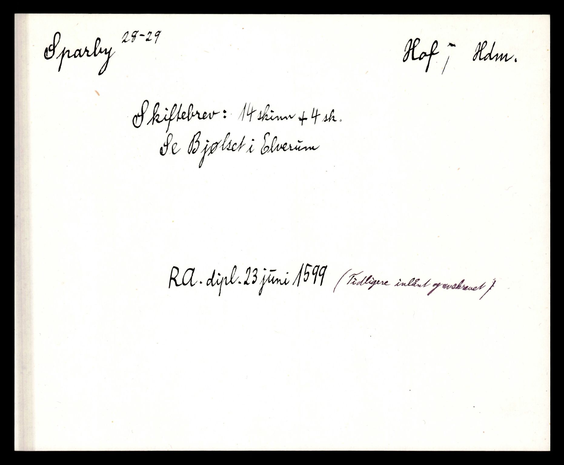 Riksarkivets diplomsamling, AV/RA-EA-5965/F35/F35e/L0008: Registreringssedler Hedmark 2, 1400-1700, p. 93