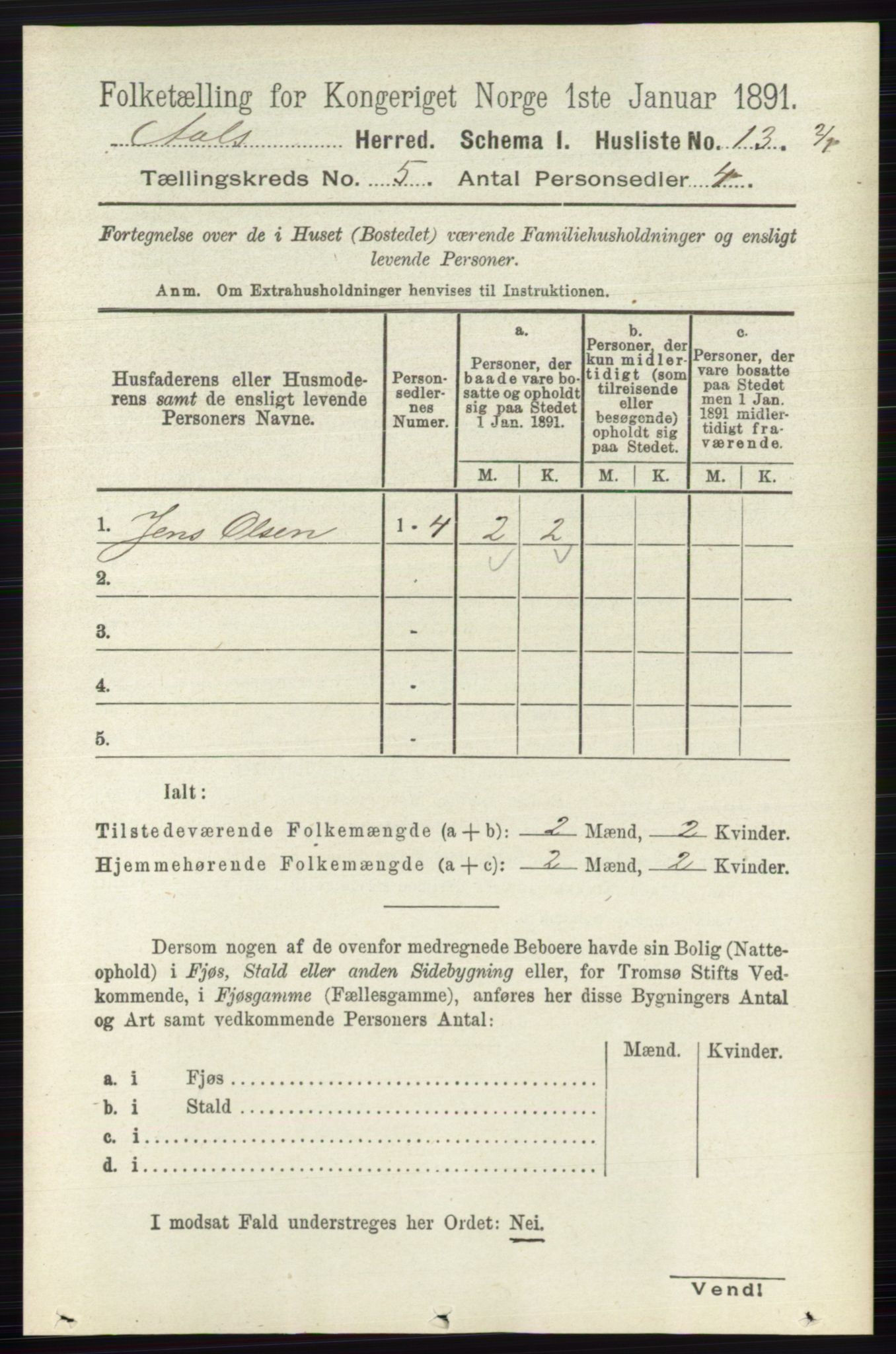 RA, 1891 census for 0619 Ål, 1891, p. 1348