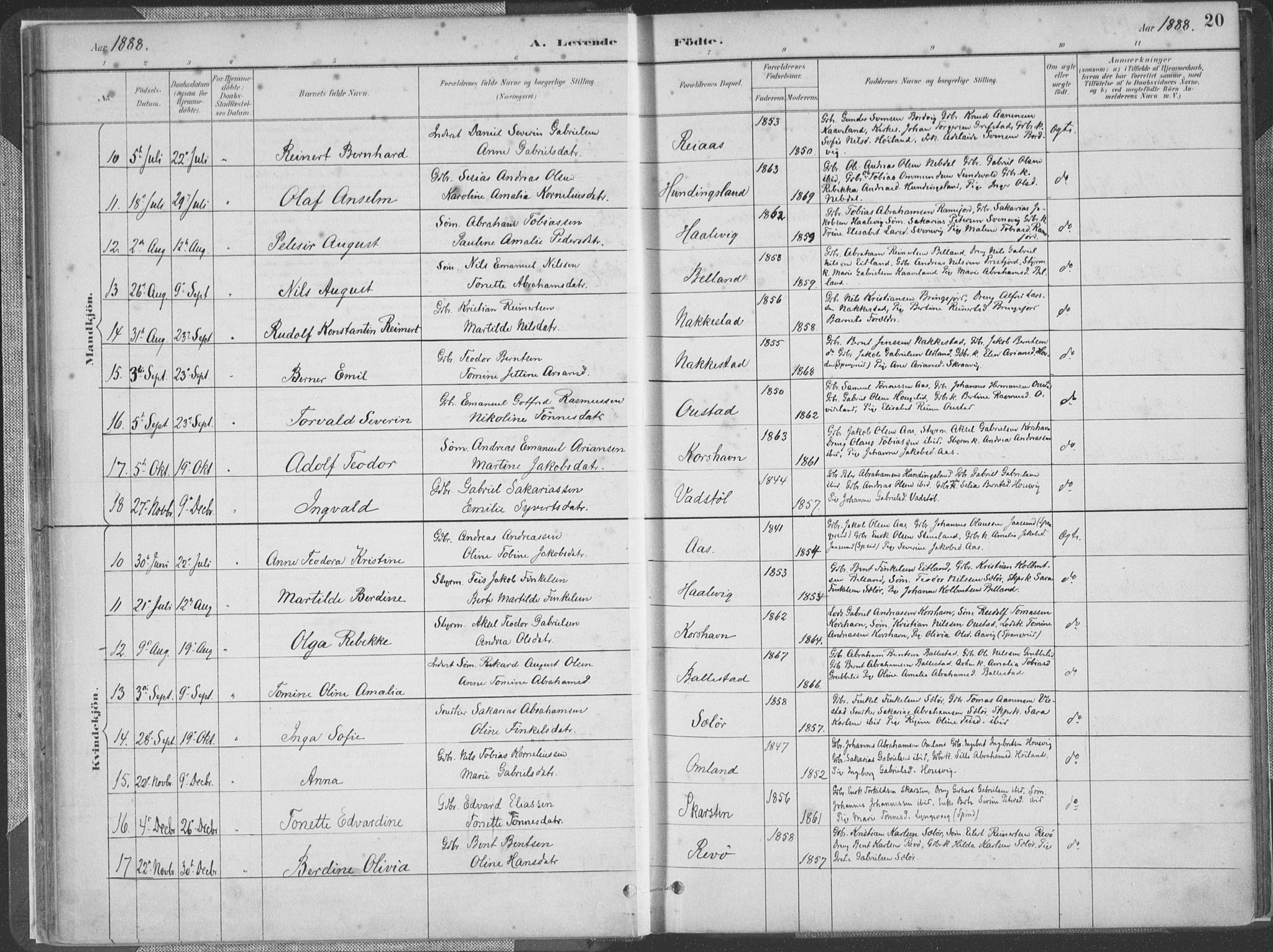 Lyngdal sokneprestkontor, AV/SAK-1111-0029/F/Fa/Faa/L0004: Parish register (official) no. A 4, 1883-1904, p. 20