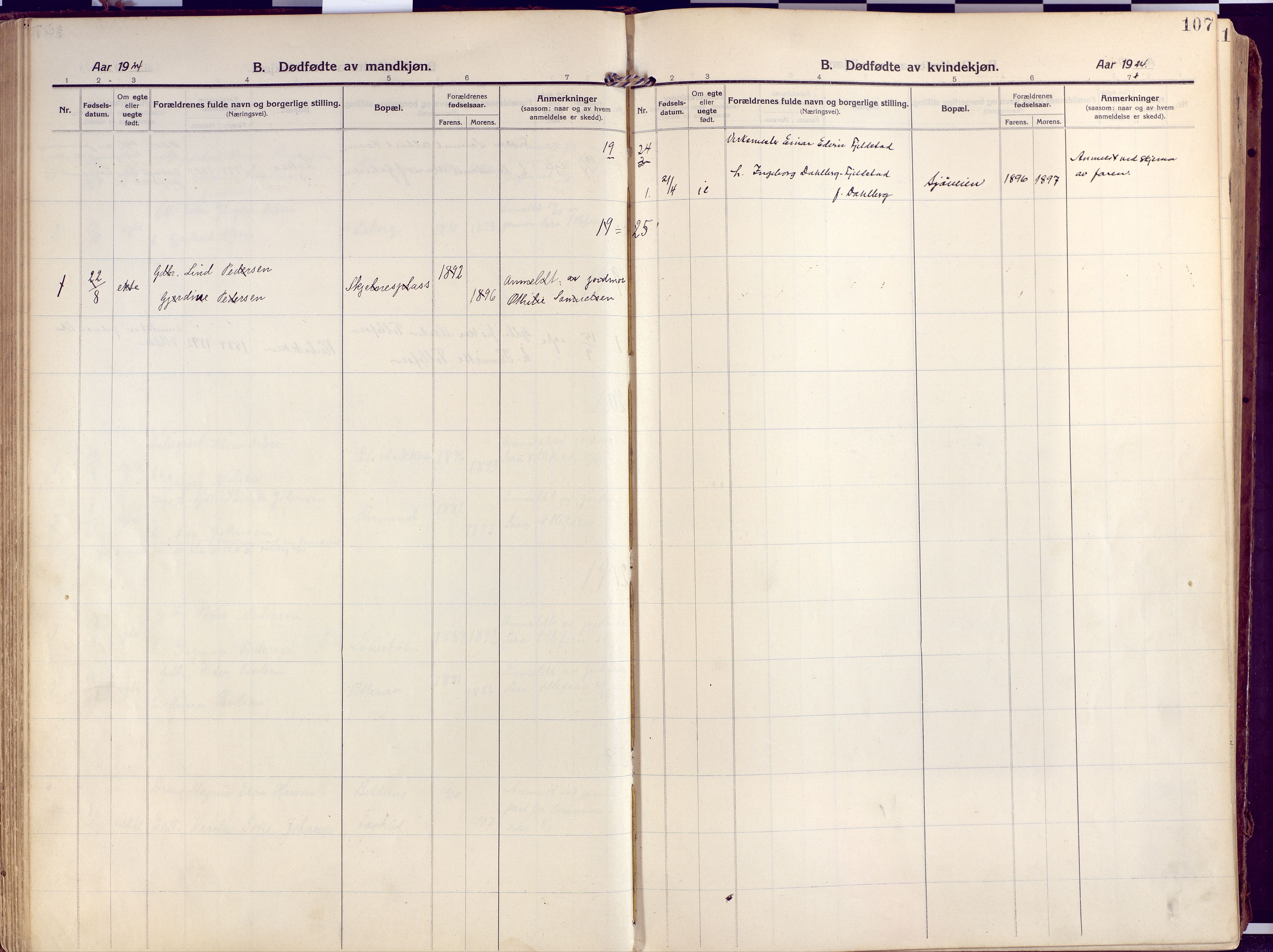 Salangen sokneprestembete, SATØ/S-1324/H/Ha/L0004kirke: Parish register (official) no. 4, 1912-1927, p. 107