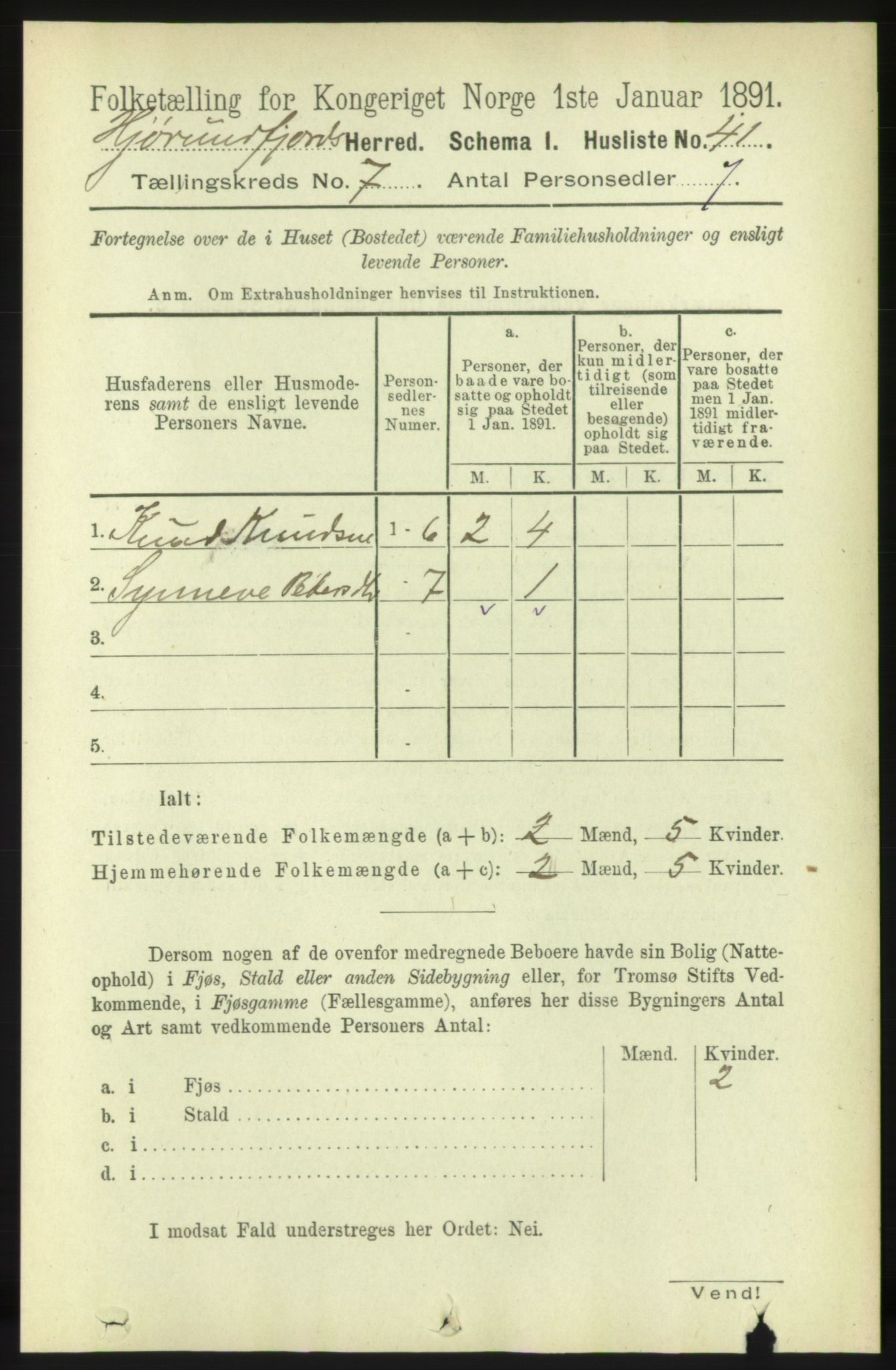 RA, 1891 census for 1522 Hjørundfjord, 1891, p. 1504