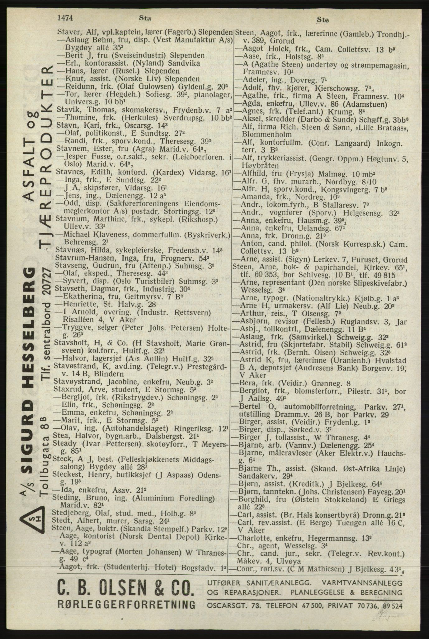 Kristiania/Oslo adressebok, PUBL/-, 1940, p. 1492