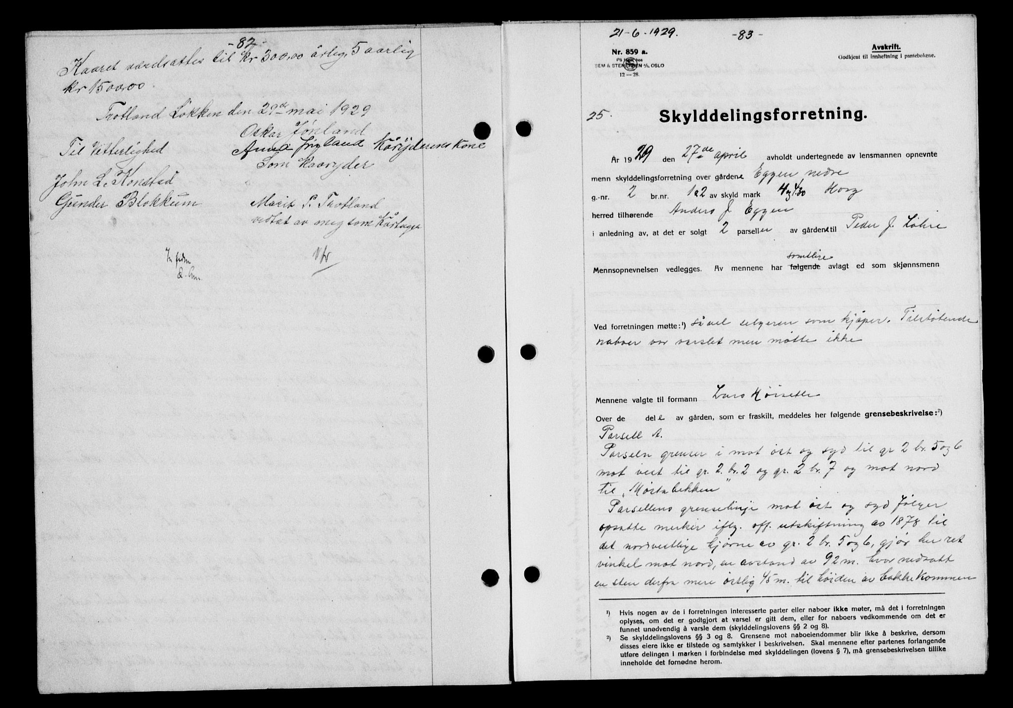 Gauldal sorenskriveri, AV/SAT-A-0014/1/2/2C/L0038: Mortgage book no. 39, 1929-1930, Deed date: 21.06.1929