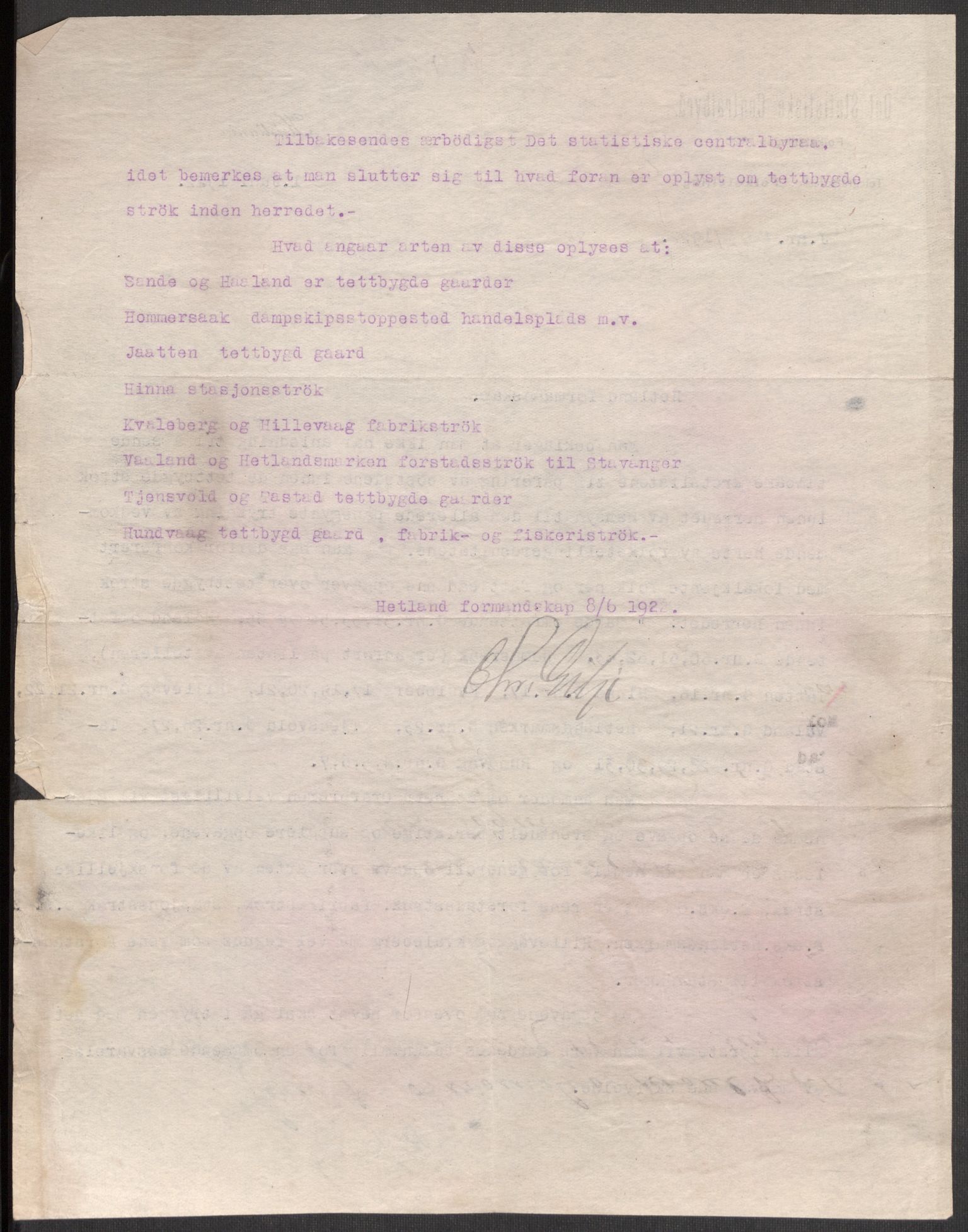 SAST, 1920 census for Hetland, 1920, p. 3