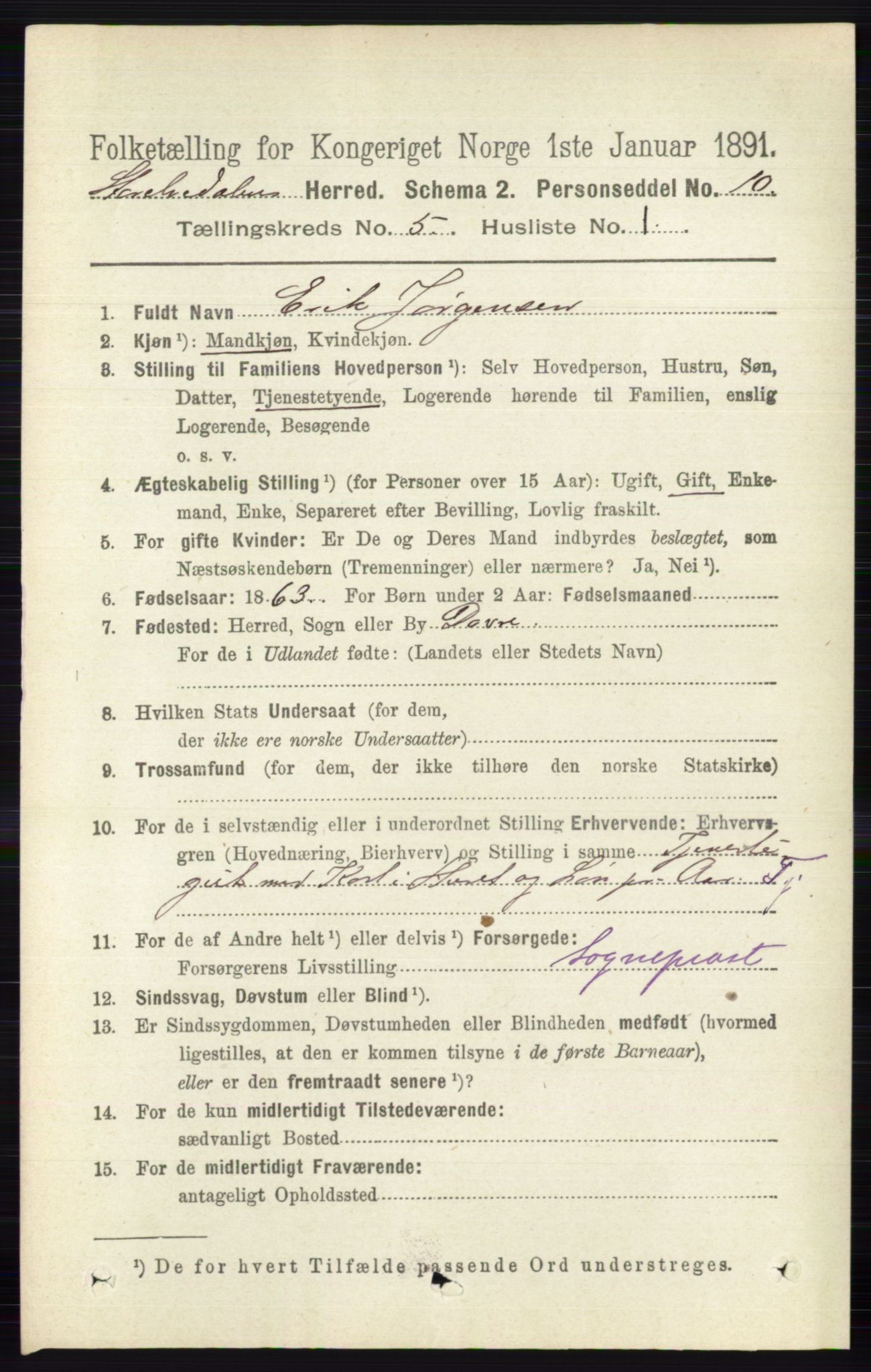 RA, 1891 census for 0430 Stor-Elvdal, 1891, p. 1723