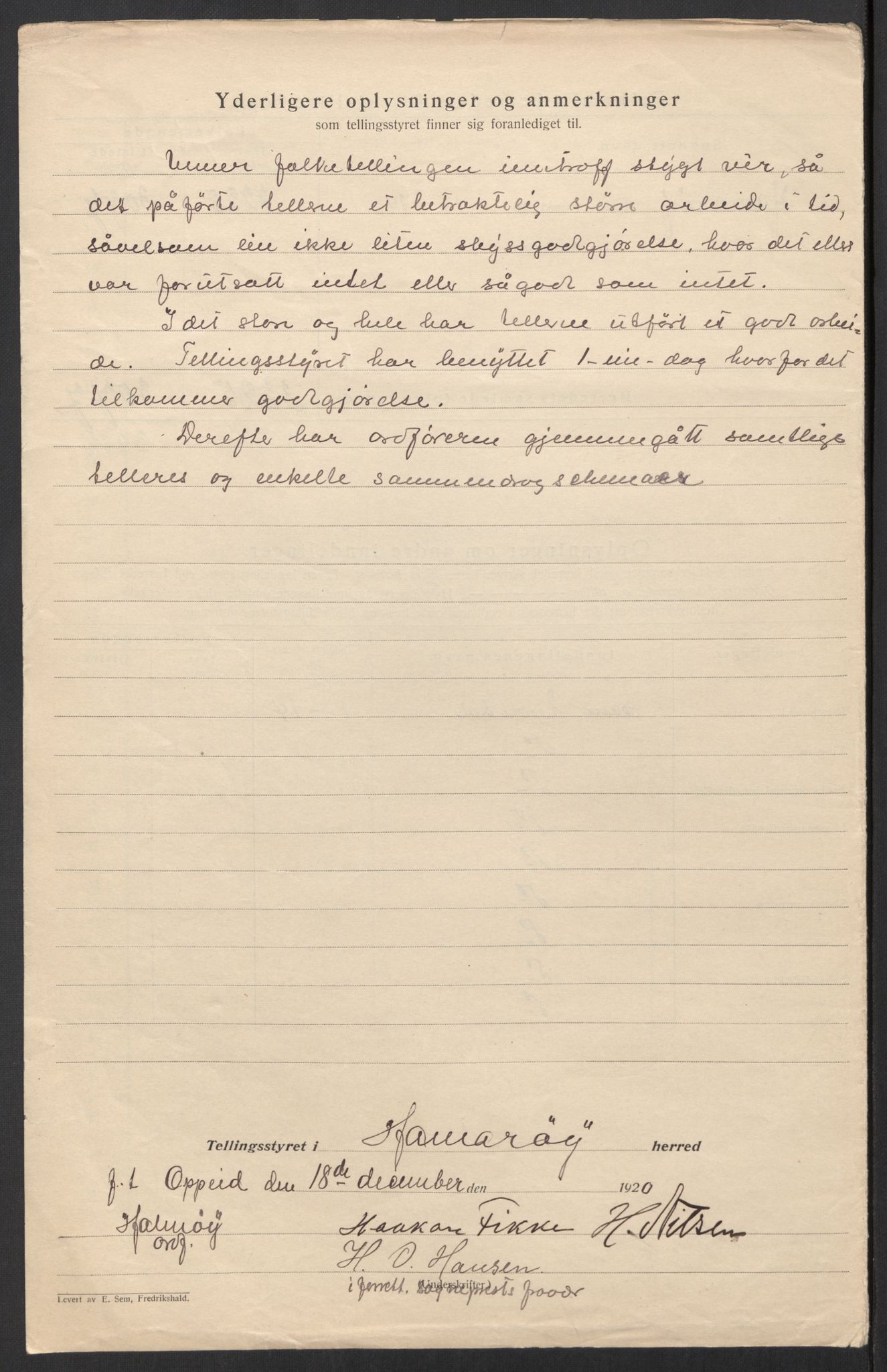 SAT, 1920 census for Hamarøy, 1920, p. 5