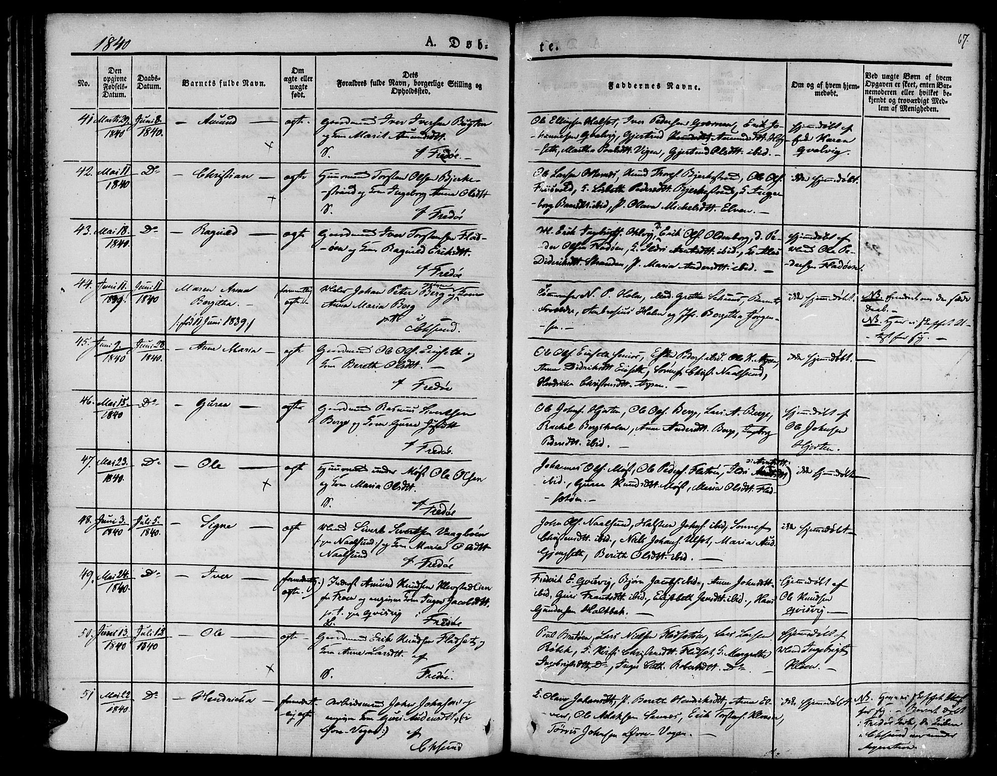 Ministerialprotokoller, klokkerbøker og fødselsregistre - Møre og Romsdal, AV/SAT-A-1454/572/L0843: Parish register (official) no. 572A06, 1832-1842, p. 67