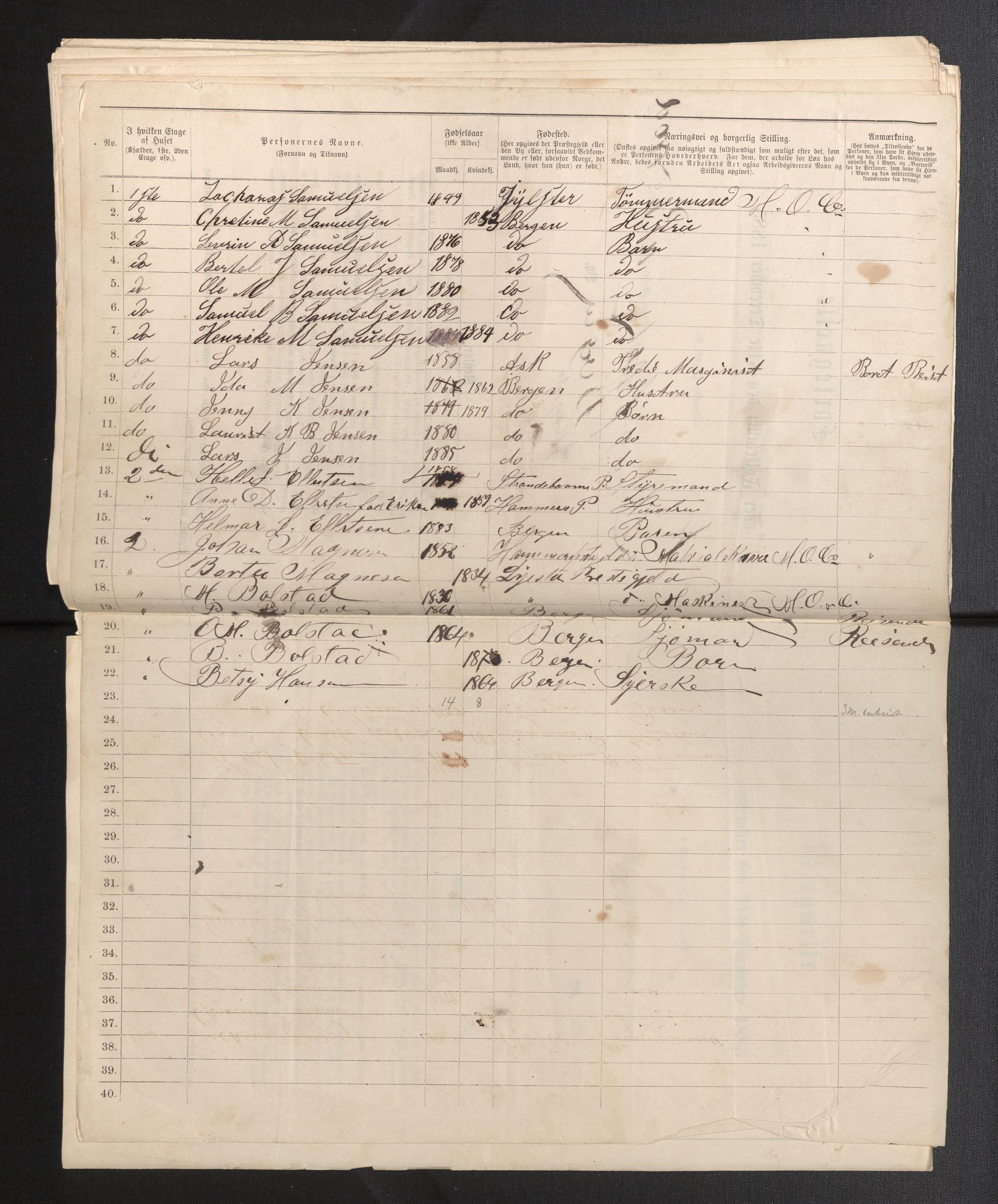 SAB, 1885 census for 1301 Bergen, 1885, p. 7017