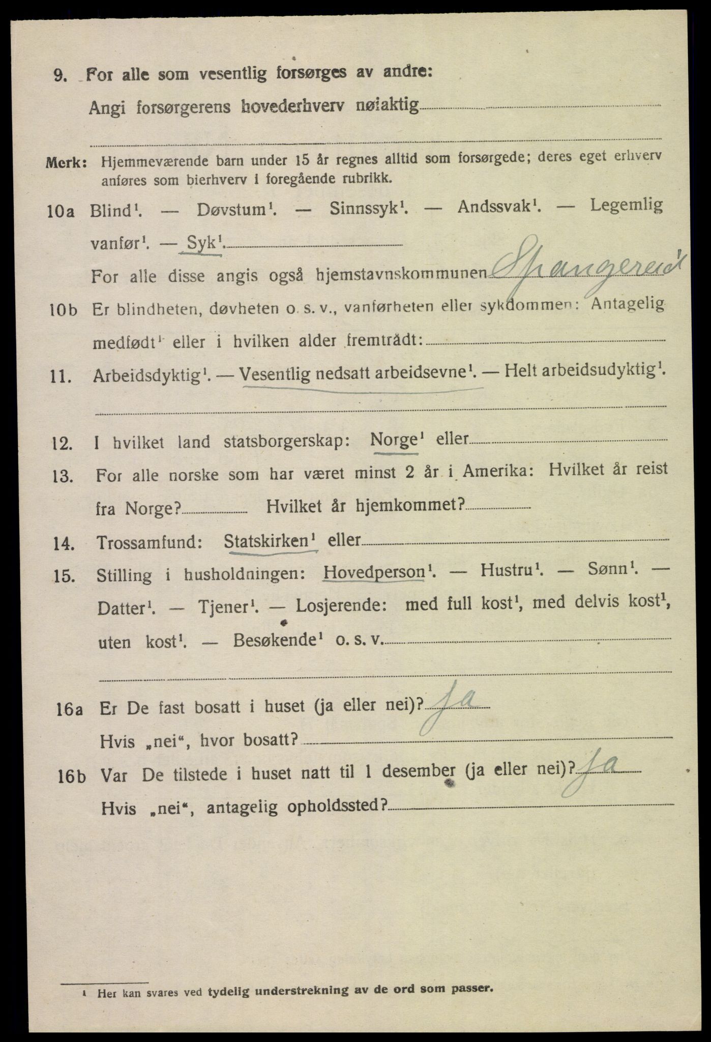 SAK, 1920 census for Spangereid, 1920, p. 1726