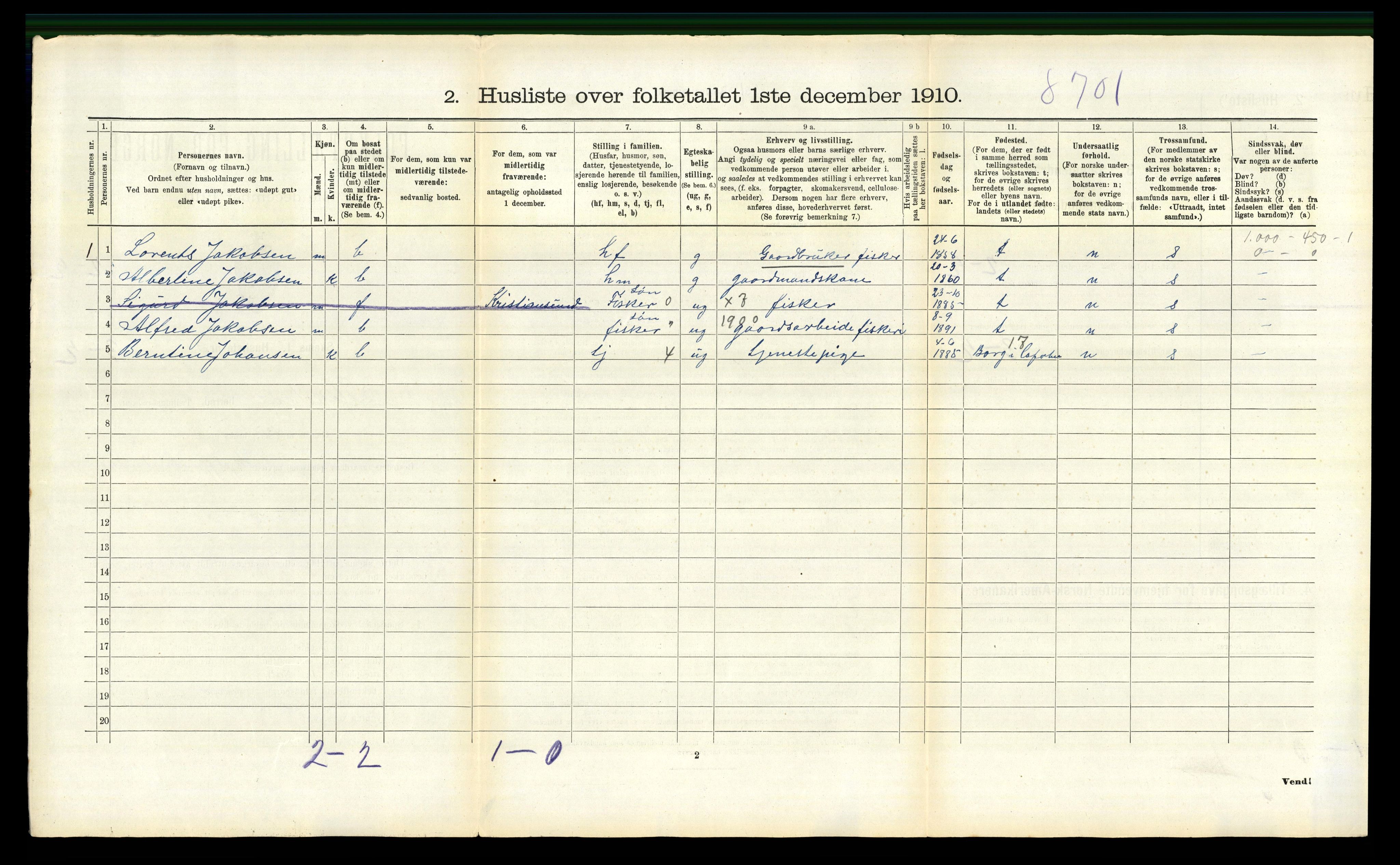 RA, 1910 census for Flakstad, 1910, p. 821