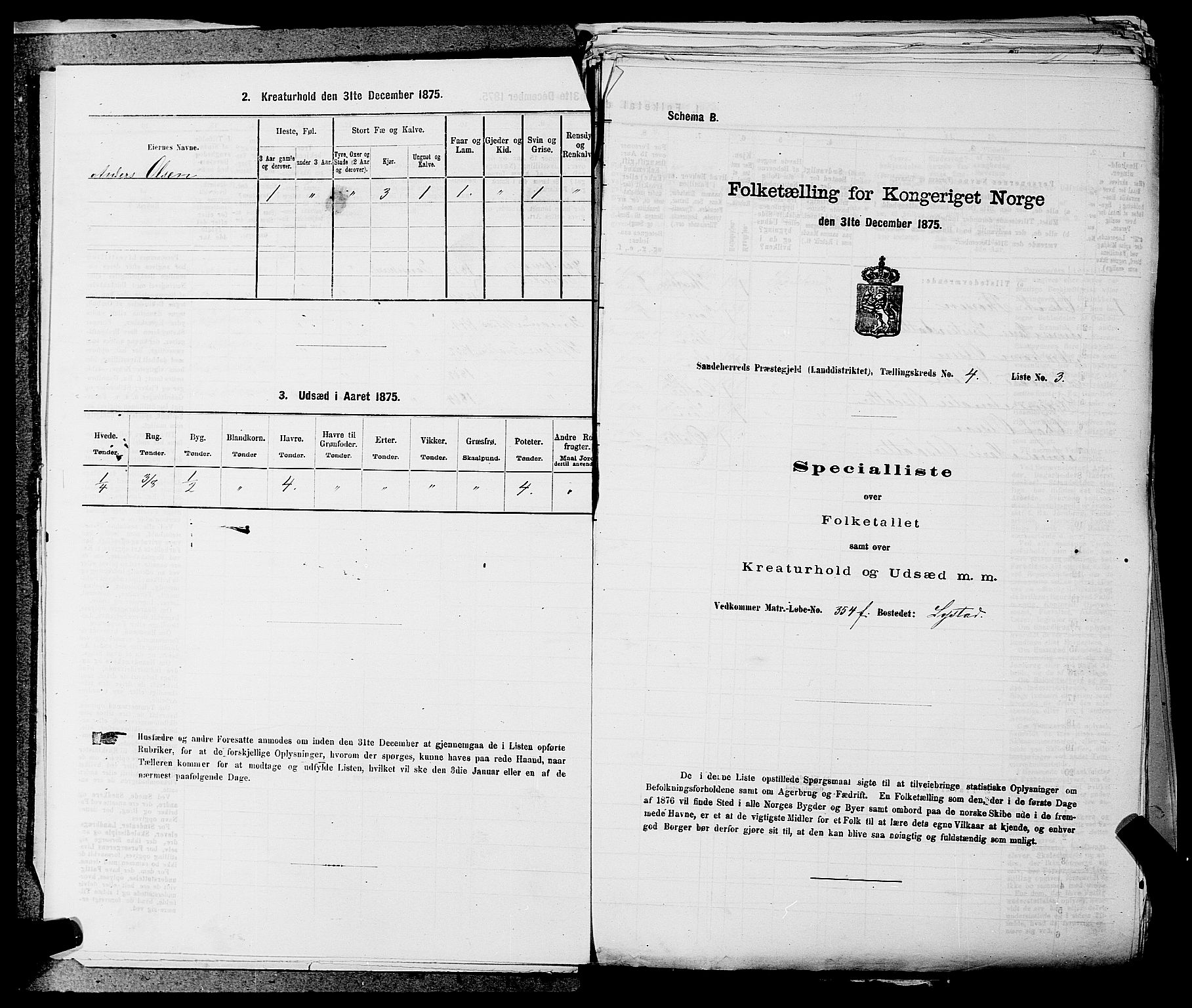 SAKO, 1875 census for 0724L Sandeherred/Sandeherred, 1875, p. 923