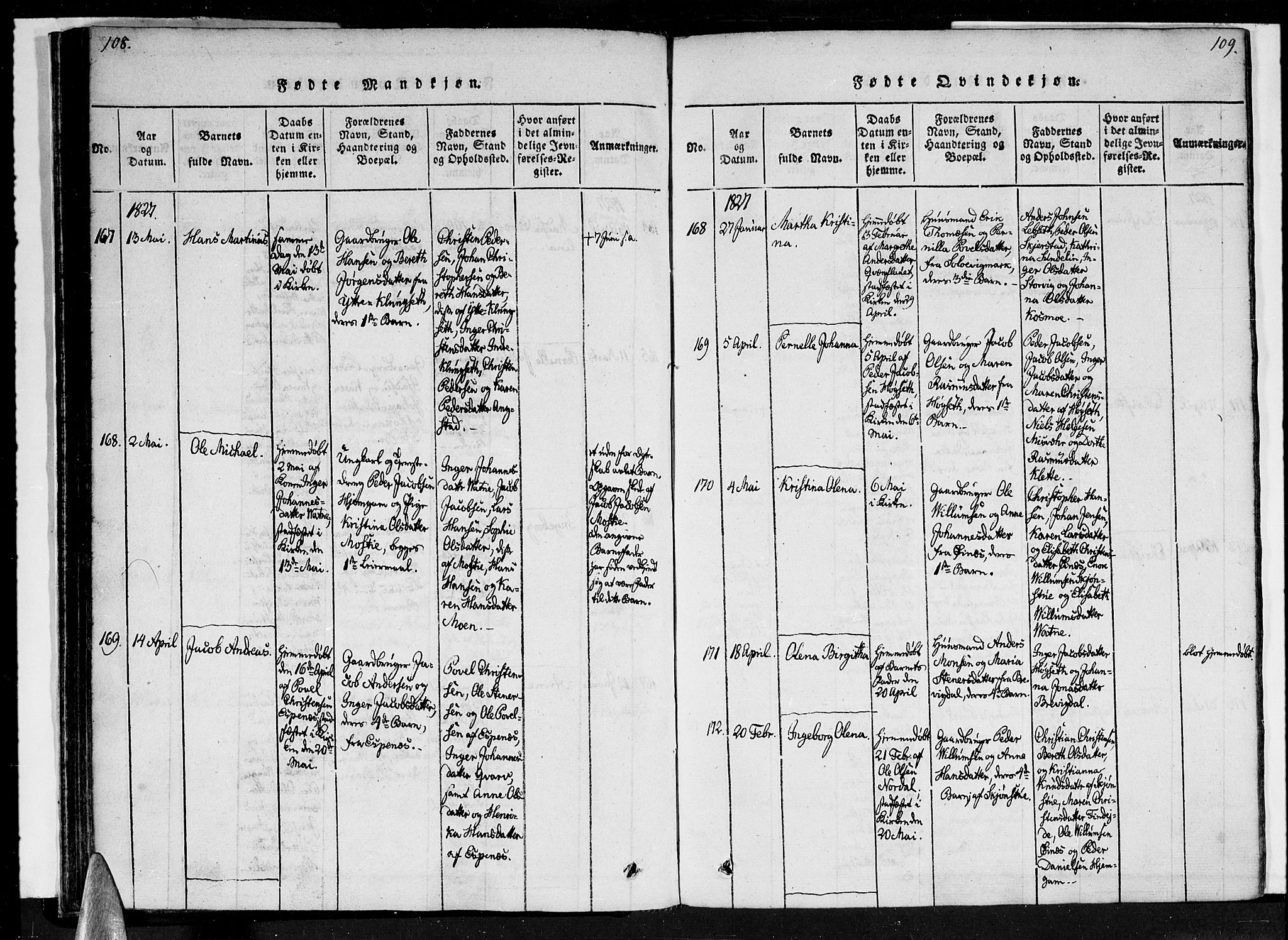 Ministerialprotokoller, klokkerbøker og fødselsregistre - Nordland, SAT/A-1459/852/L0736: Parish register (official) no. 852A06, 1820-1833, p. 108-109