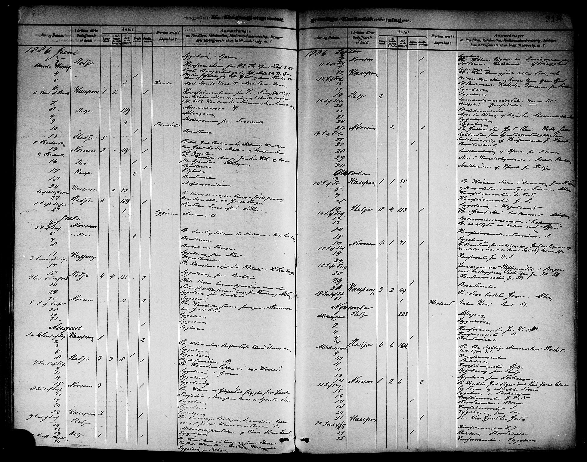 Sogndal sokneprestembete, AV/SAB-A-81301/H/Haa/Haab/L0001: Parish register (official) no. B 1, 1878-1899, p. 218