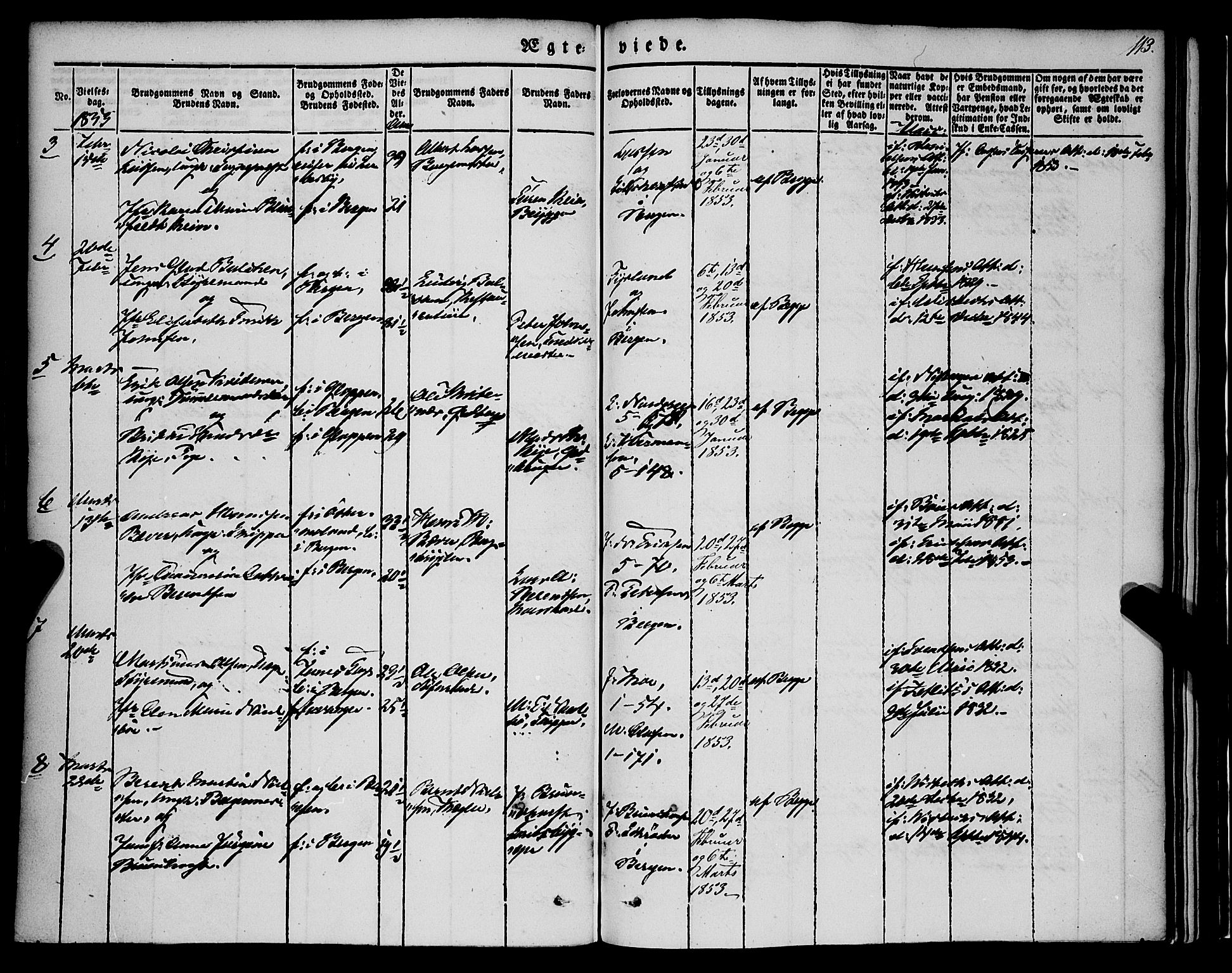 Nykirken Sokneprestembete, AV/SAB-A-77101/H/Haa/L0031: Parish register (official) no. D 1, 1834-1861, p. 113