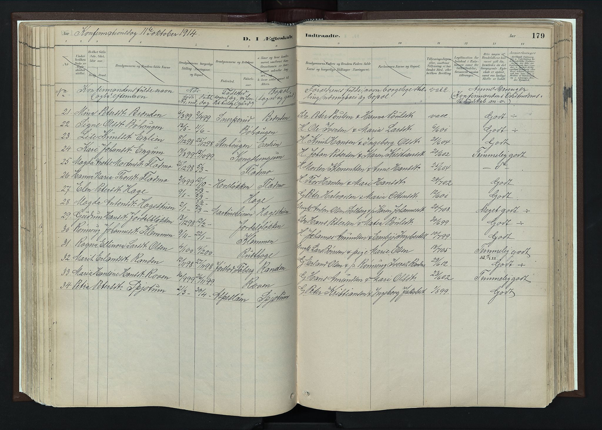 Nord-Fron prestekontor, SAH/PREST-080/H/Ha/Haa/L0004: Parish register (official) no. 4, 1884-1914, p. 179